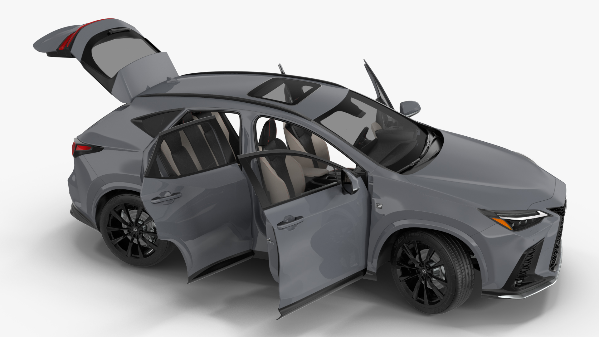 New 2024 Lexus NX Hybrid Grey Simple Interior Rigged 3D