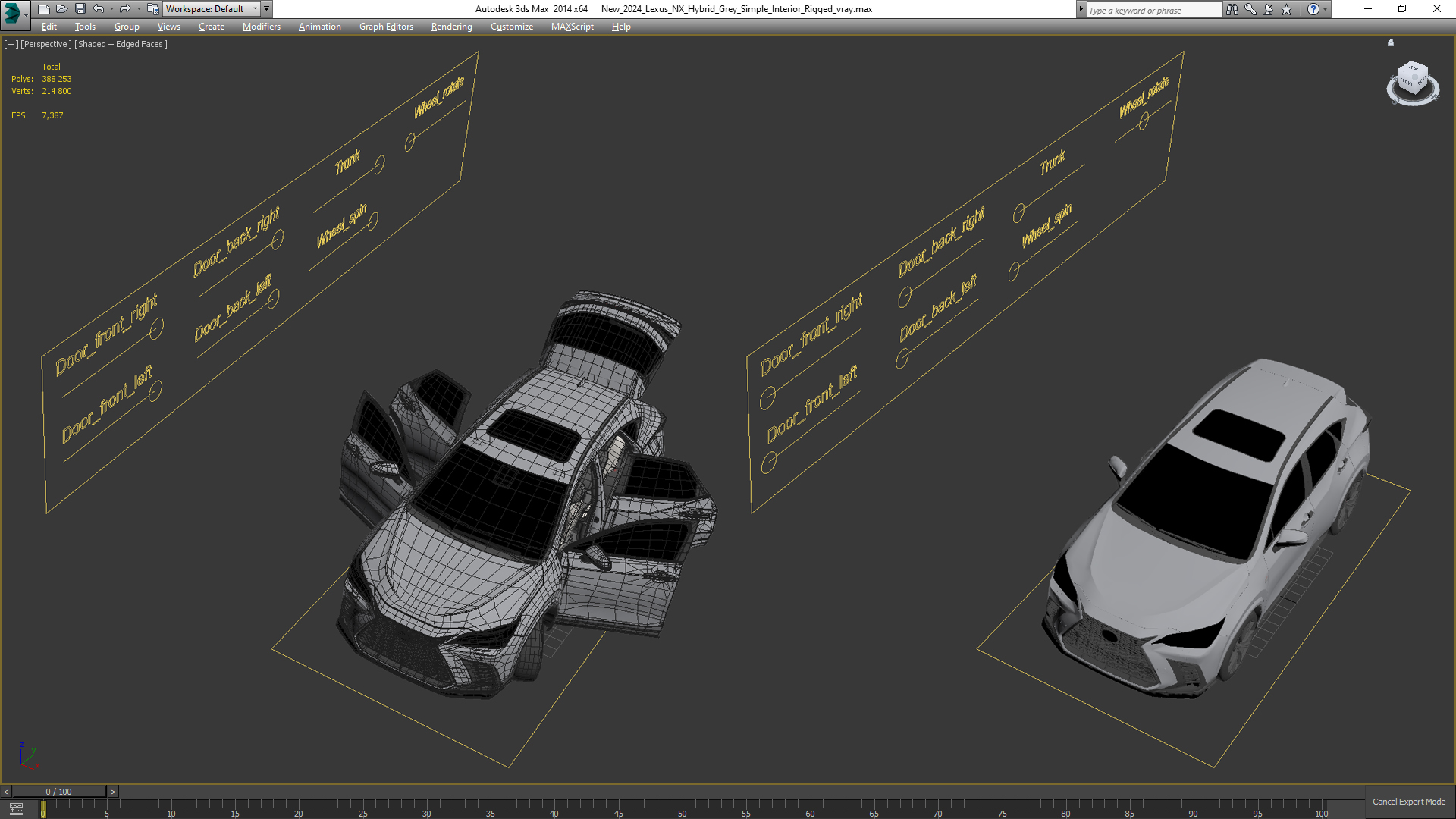 New 2024 Lexus NX Hybrid Grey Simple Interior Rigged 3D