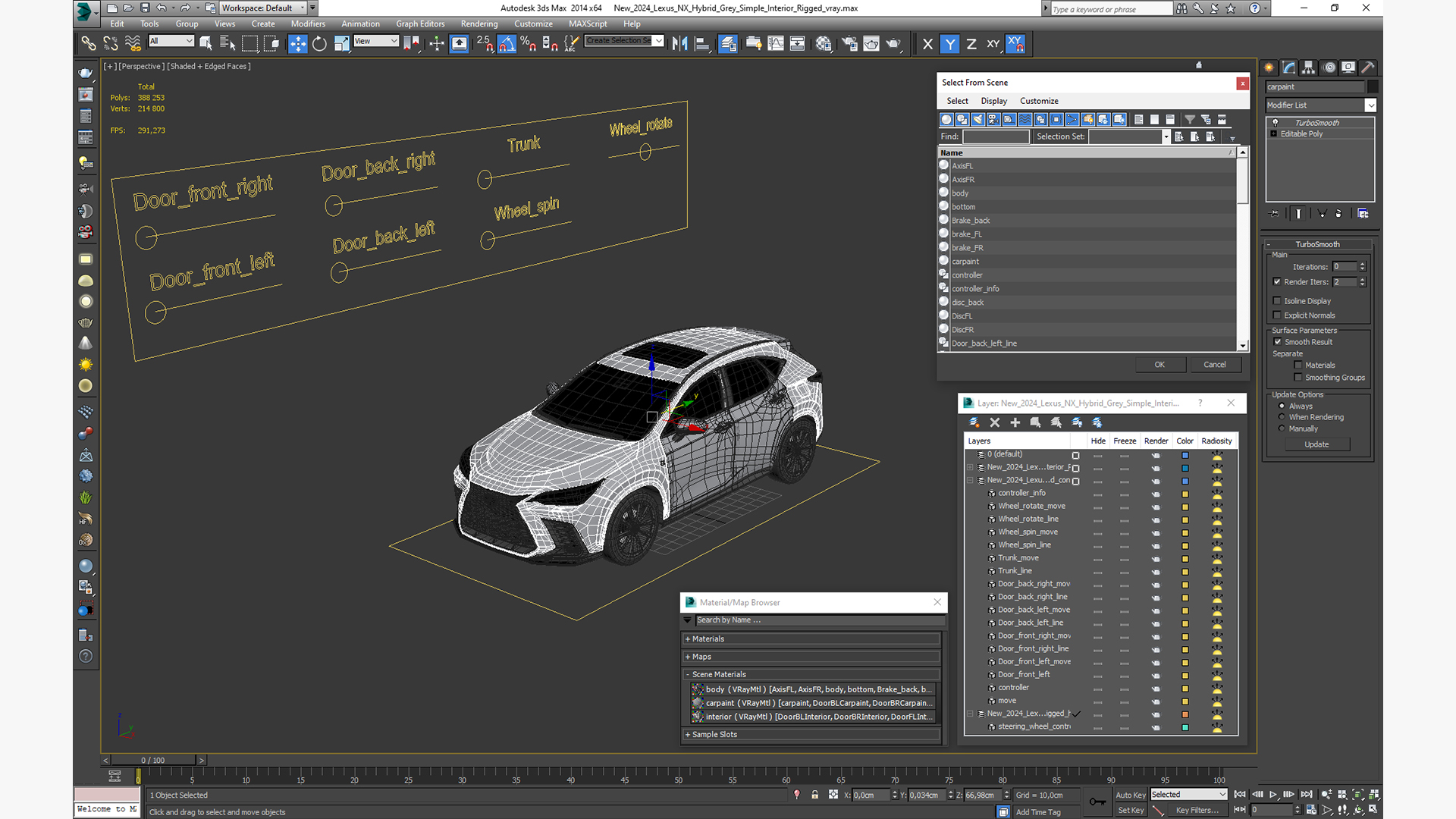 New 2024 Lexus NX Hybrid Grey Simple Interior Rigged 3D