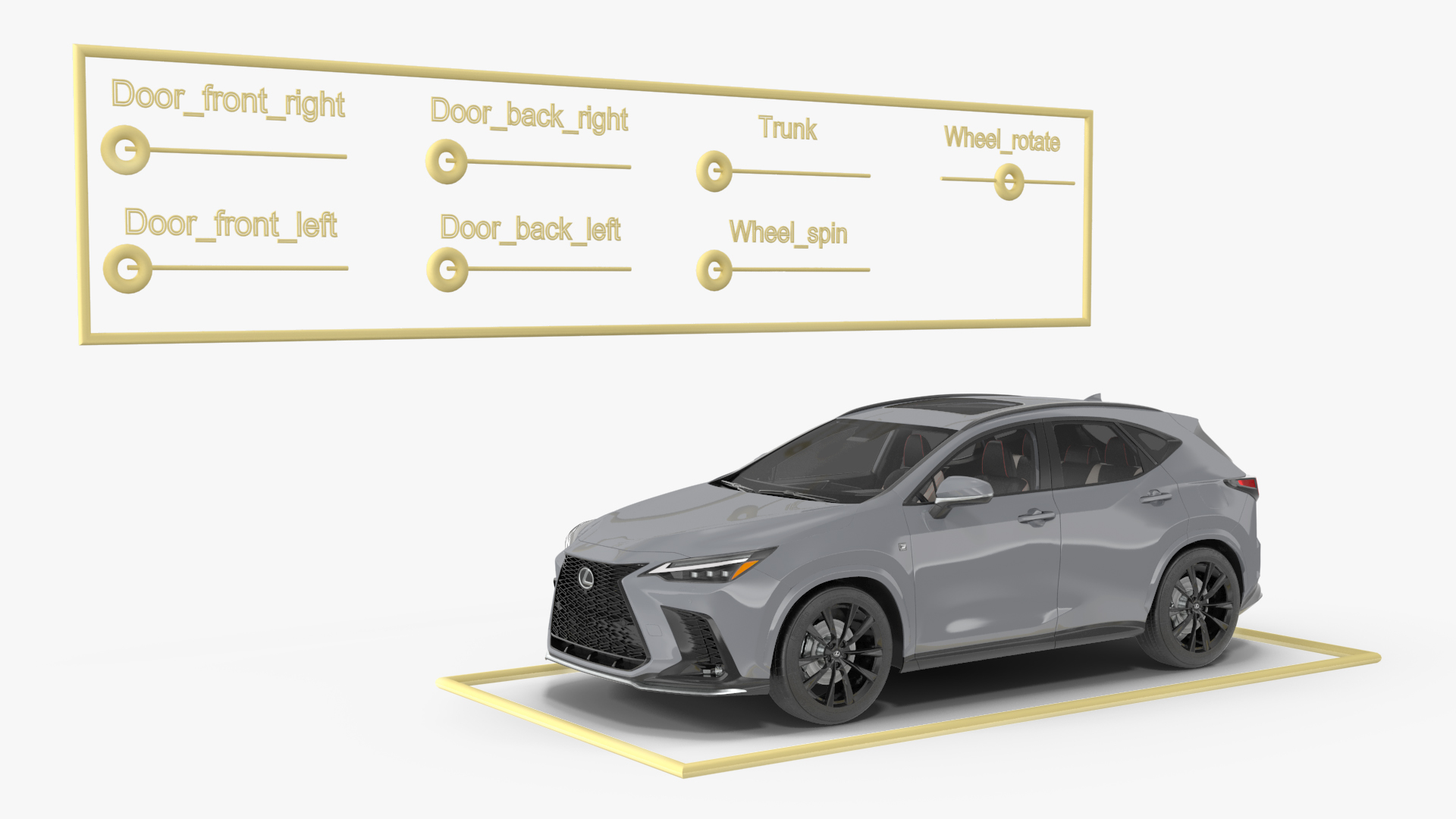 New 2024 Lexus NX Hybrid Grey Simple Interior Rigged 3D