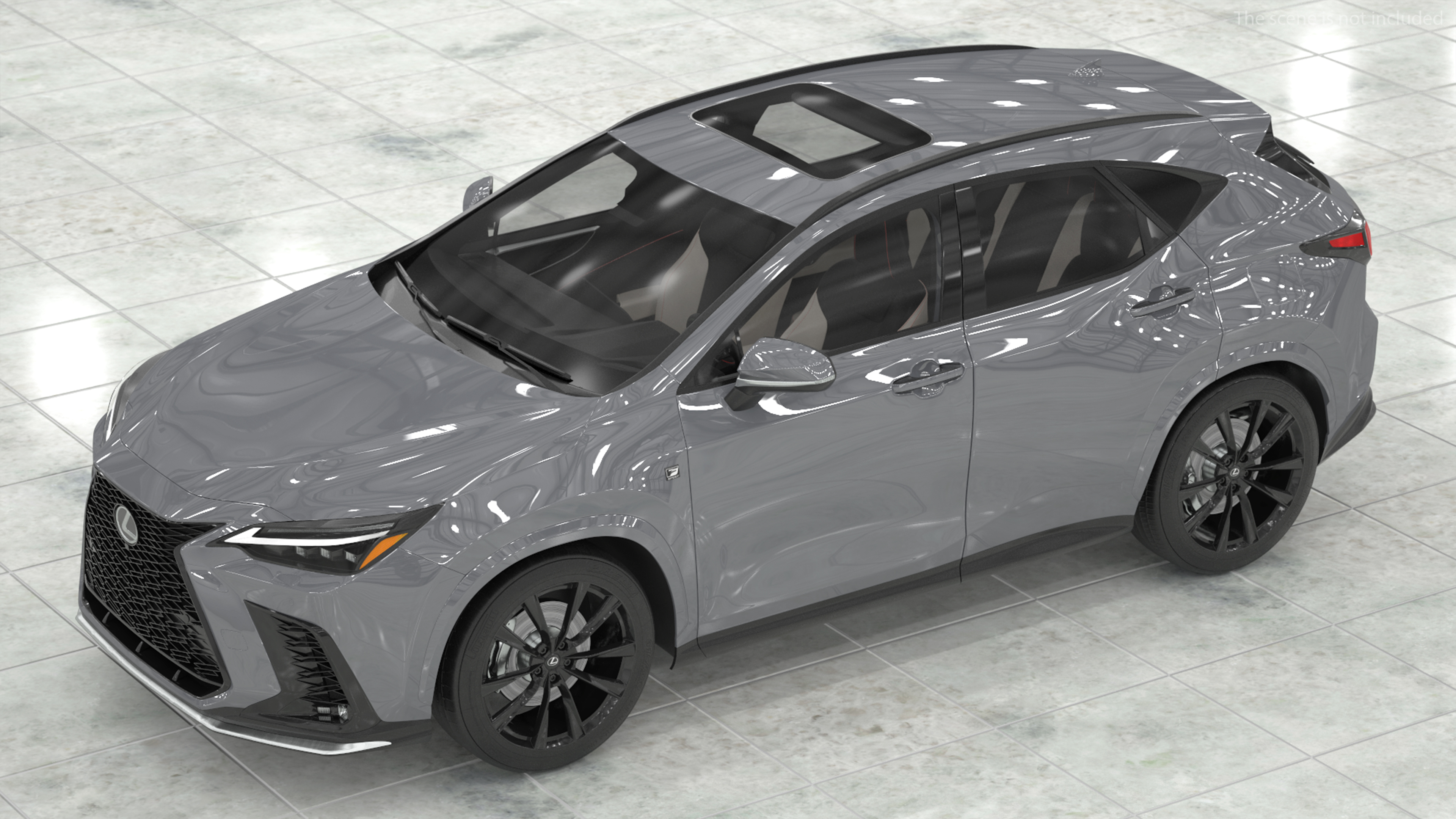 New 2024 Lexus NX Hybrid Grey Simple Interior Rigged 3D
