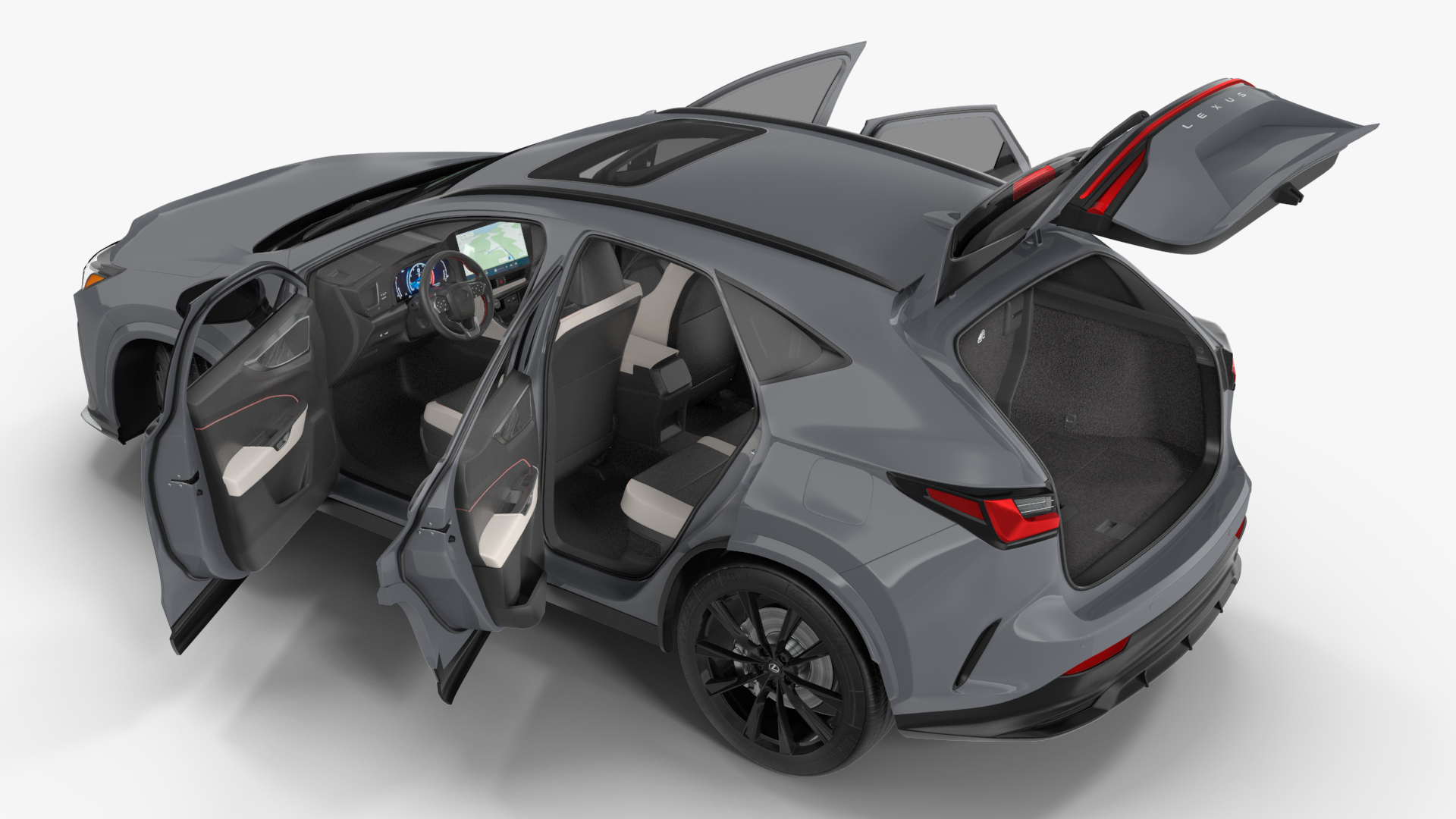 New 2024 Lexus NX Hybrid Grey Simple Interior Rigged 3D