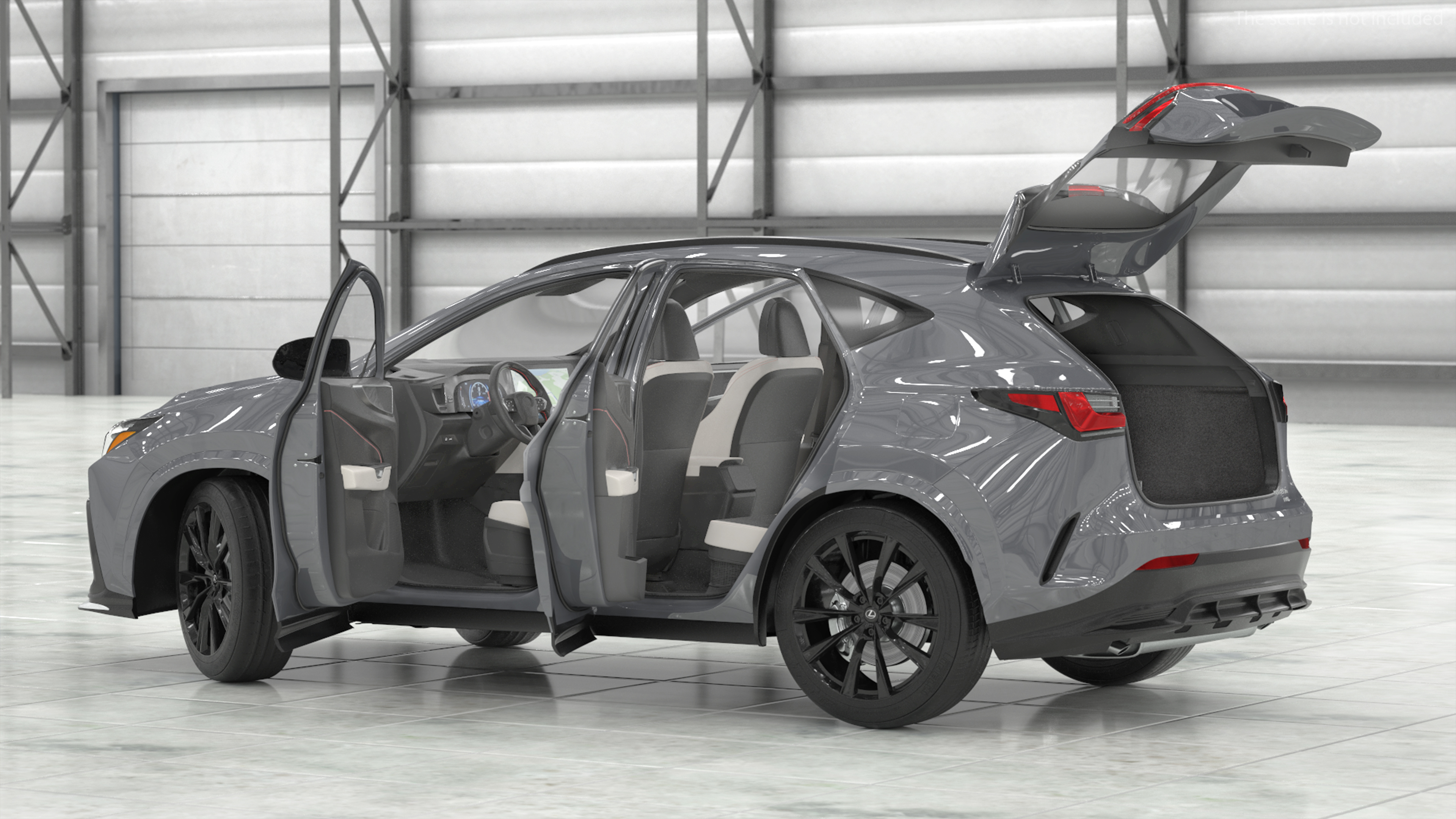 New 2024 Lexus NX Hybrid Grey Simple Interior Rigged 3D