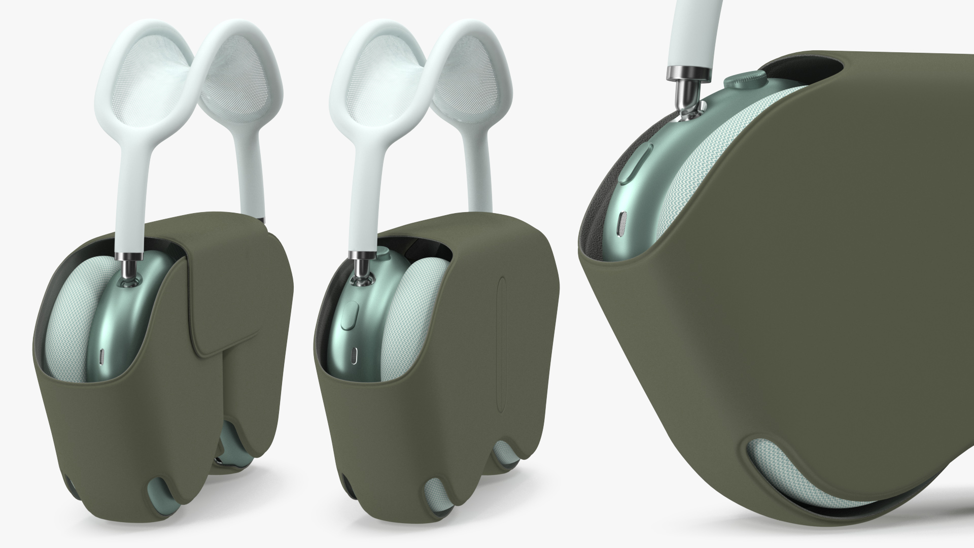 Green AirPods Max with Case 3D