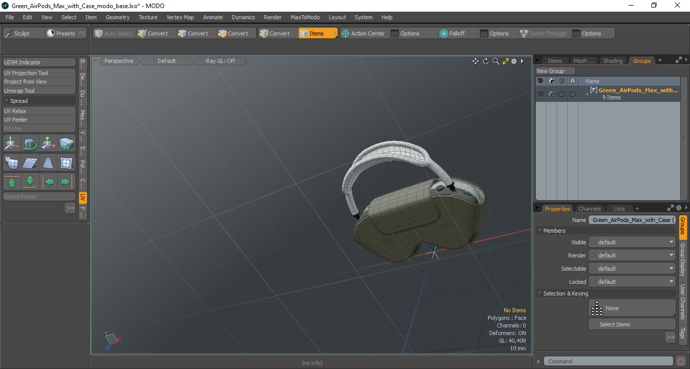 Green AirPods Max with Case 3D