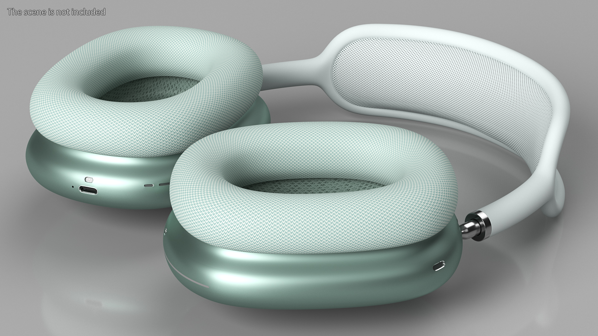 Green AirPods Max with Case 3D