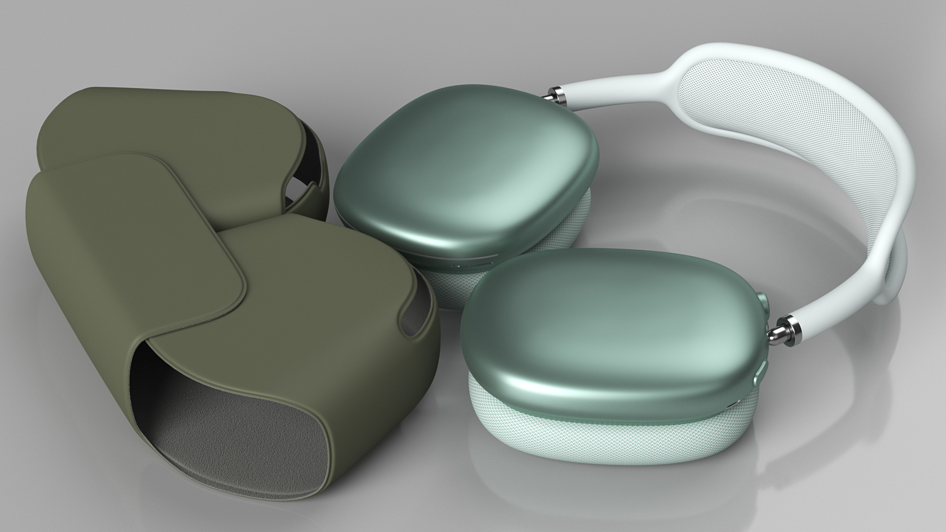 Green AirPods Max with Case 3D