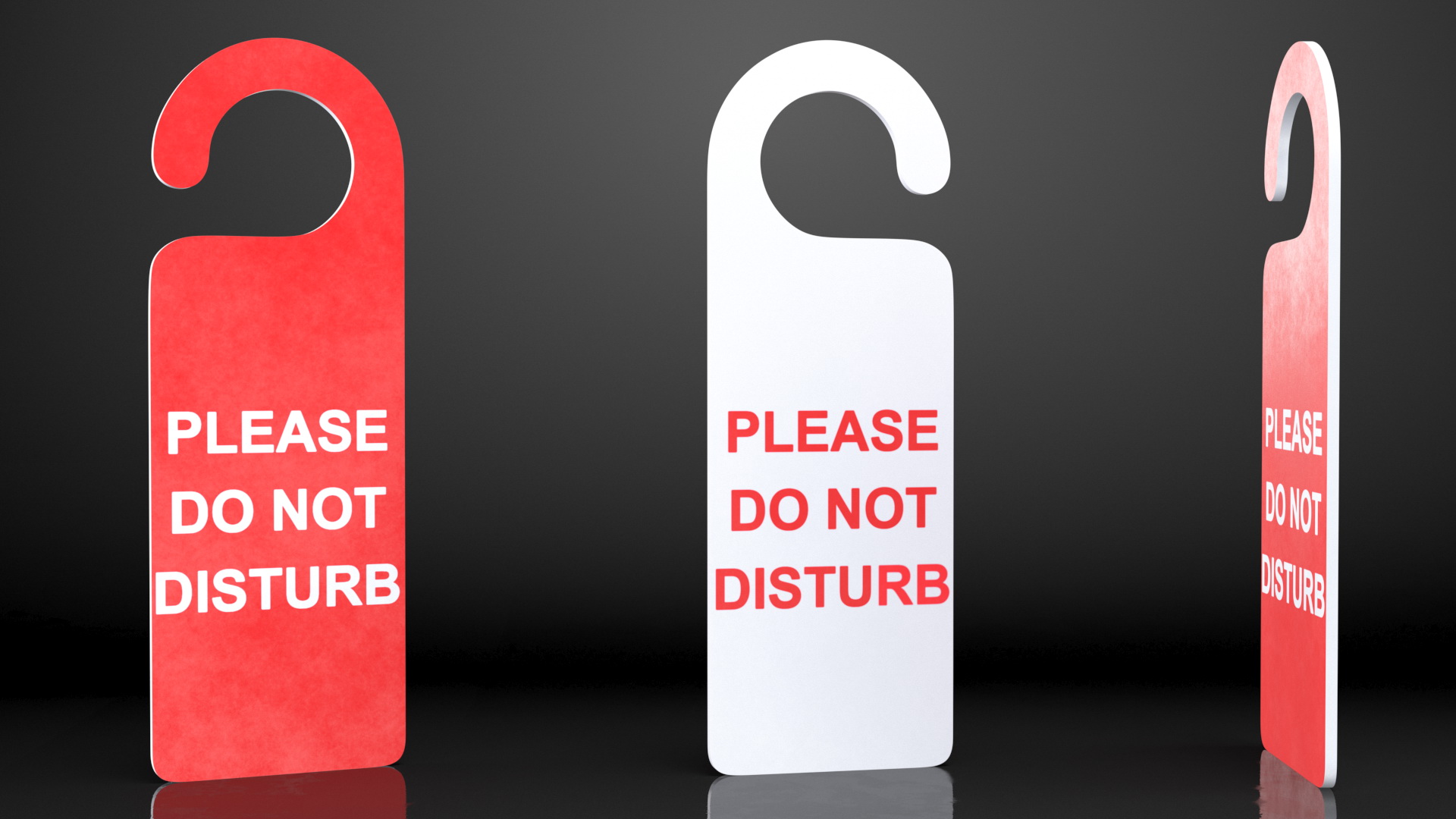 3D model Door Hanger Tag Do Not Disturb White Red
