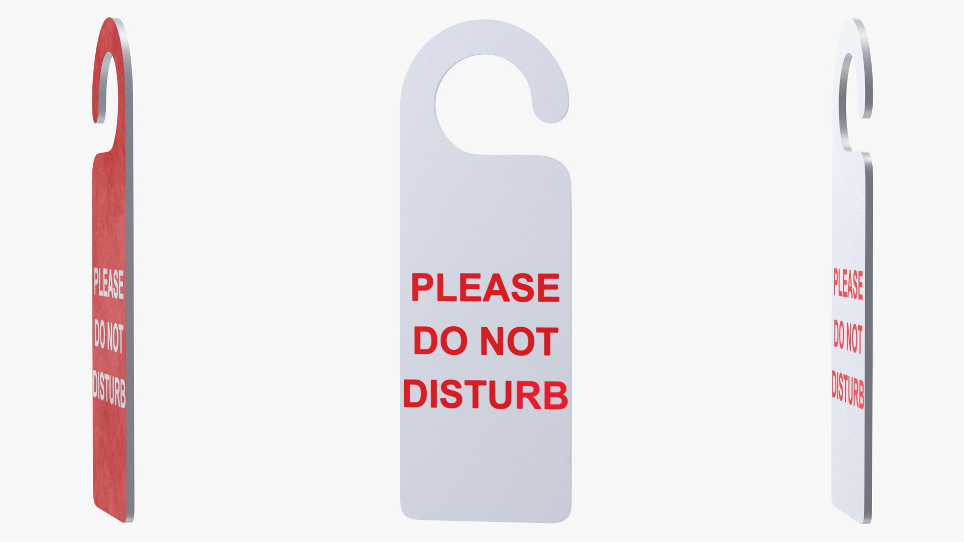3D model Door Hanger Tag Do Not Disturb White Red