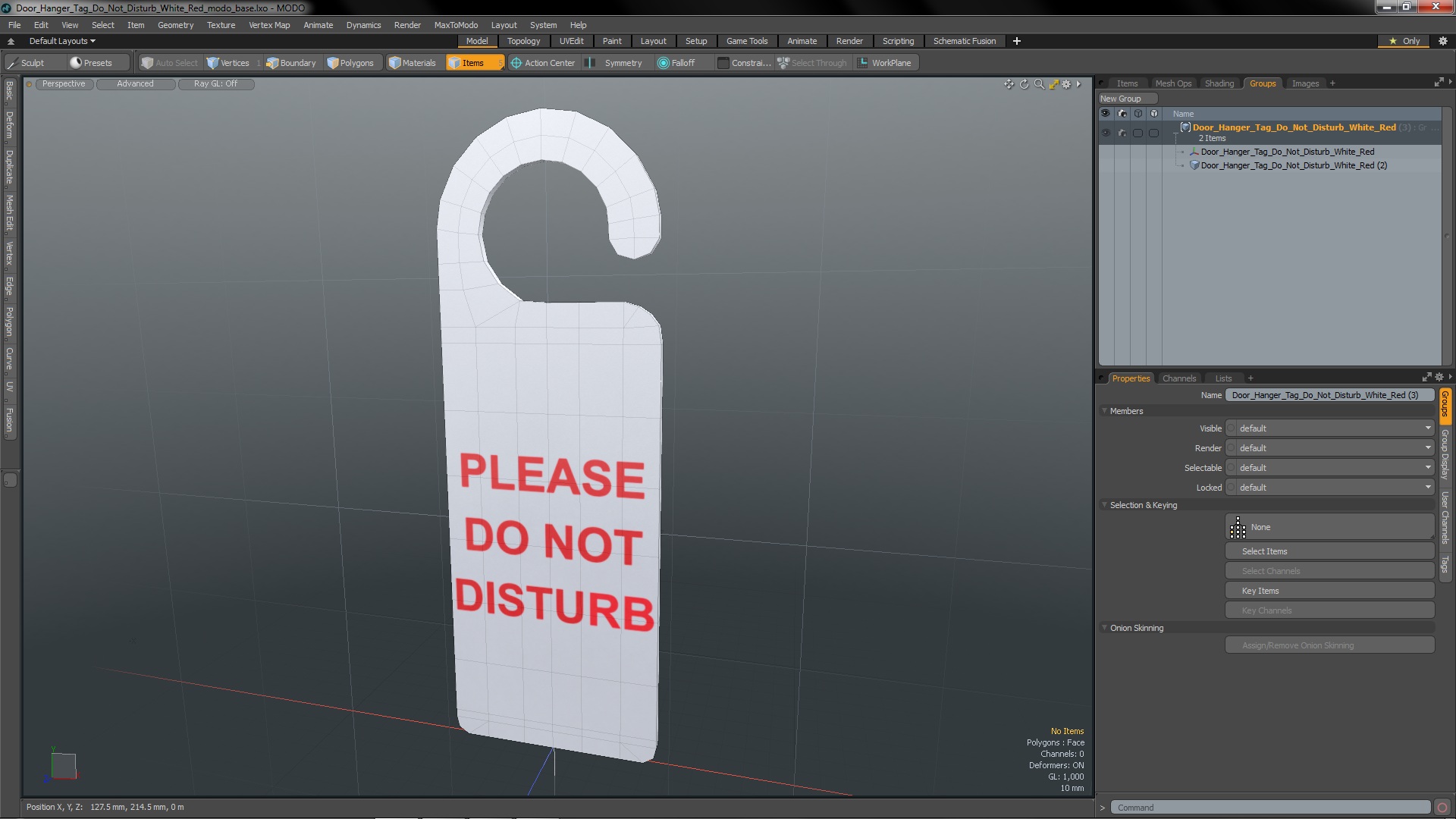 3D model Door Hanger Tag Do Not Disturb White Red