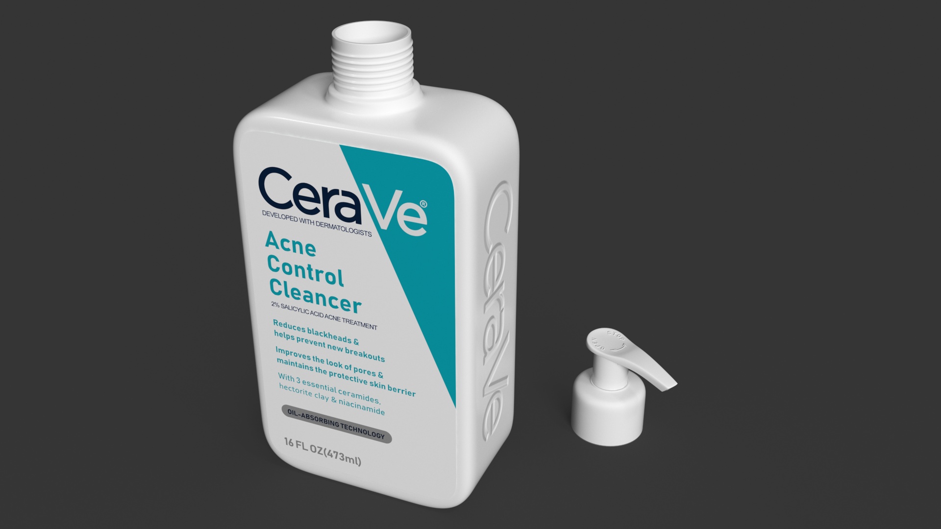 3D model CeraVe Cleanser Dispenser Bottle 473 ml Aquamarine