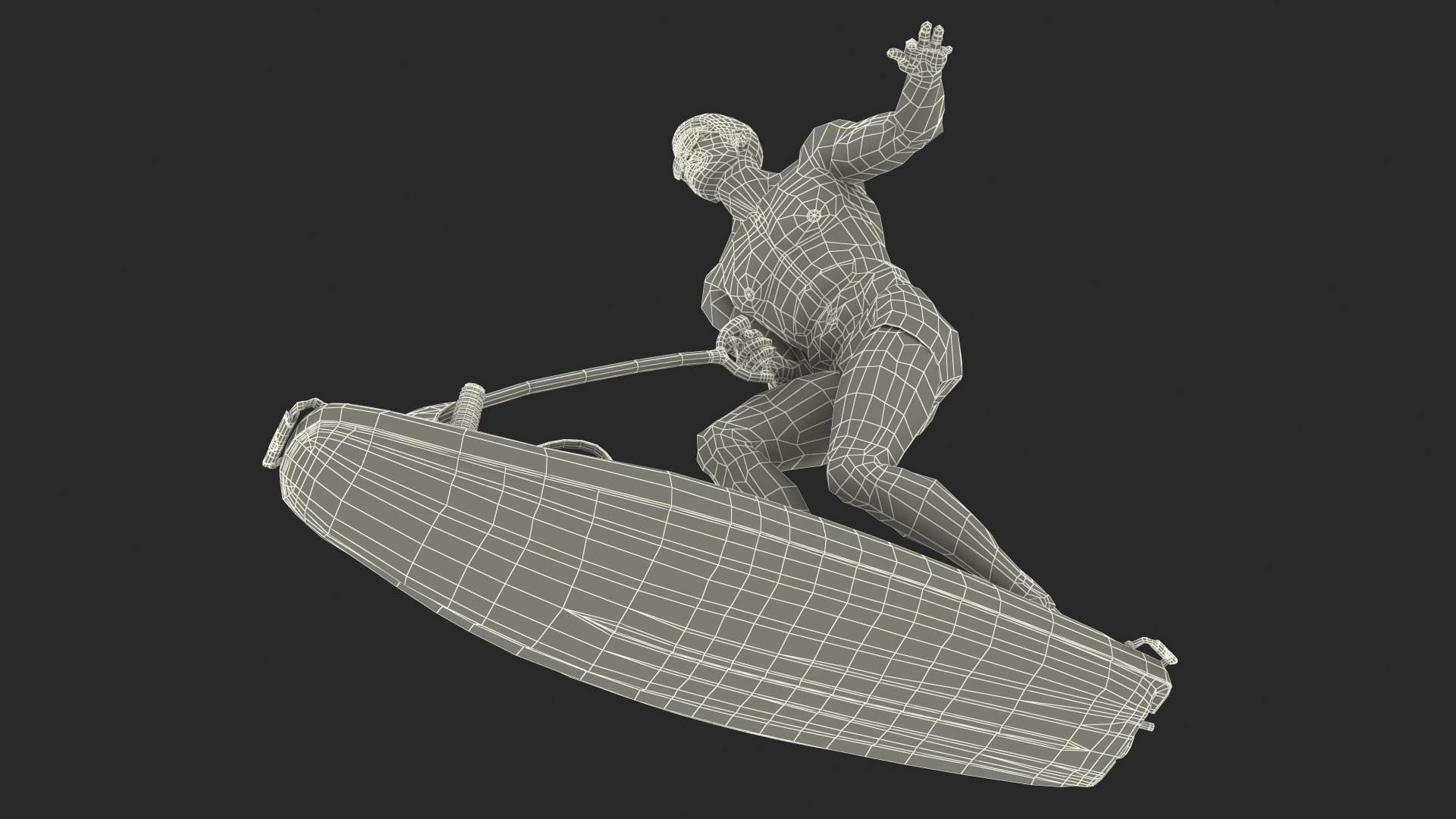 3D model Afro American Man with Surftek Aquasurf Jet Surfboard Rigged