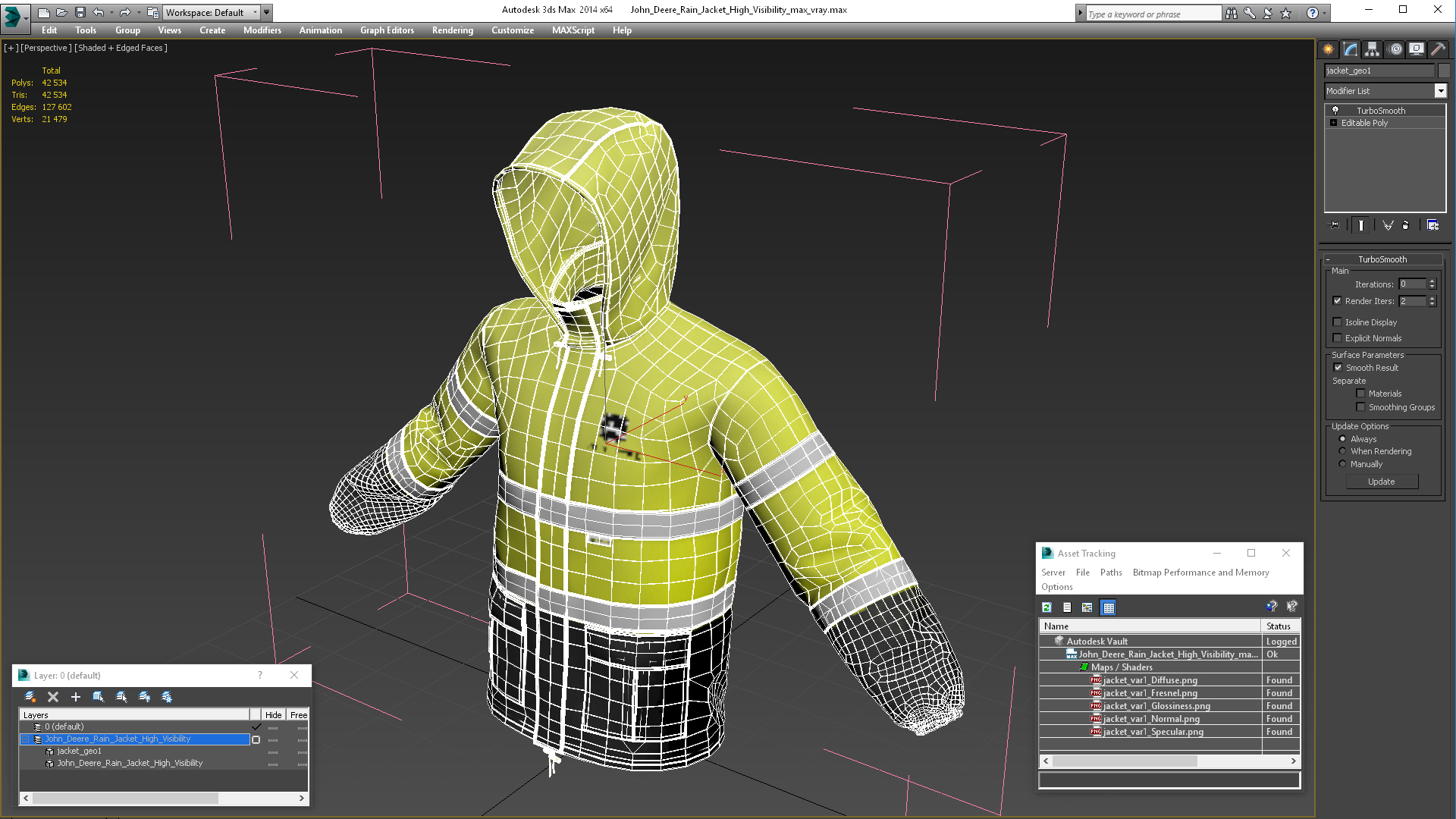 3D John Deere Rain Jacket High Visibility model
