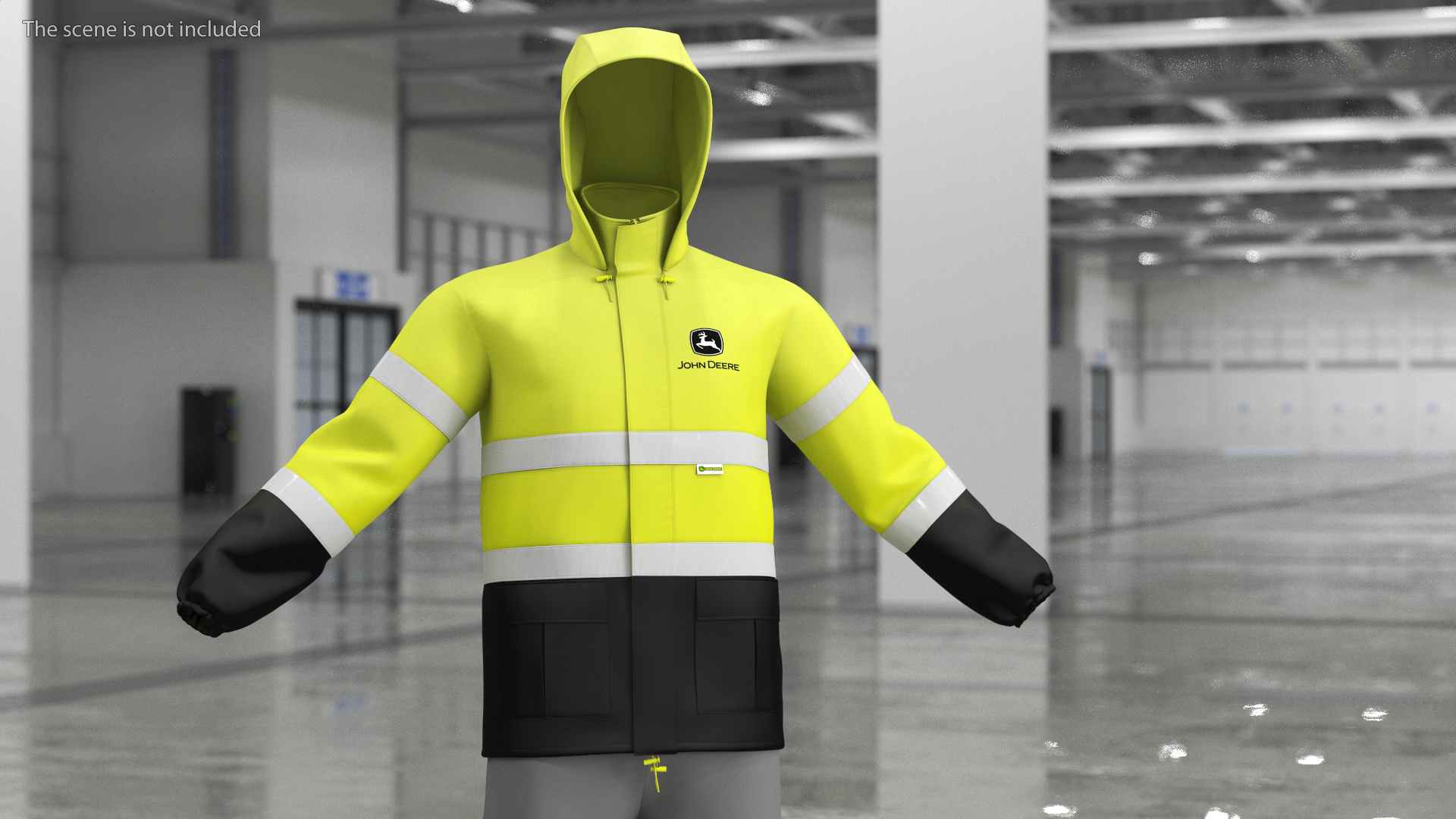 3D John Deere Rain Jacket High Visibility model
