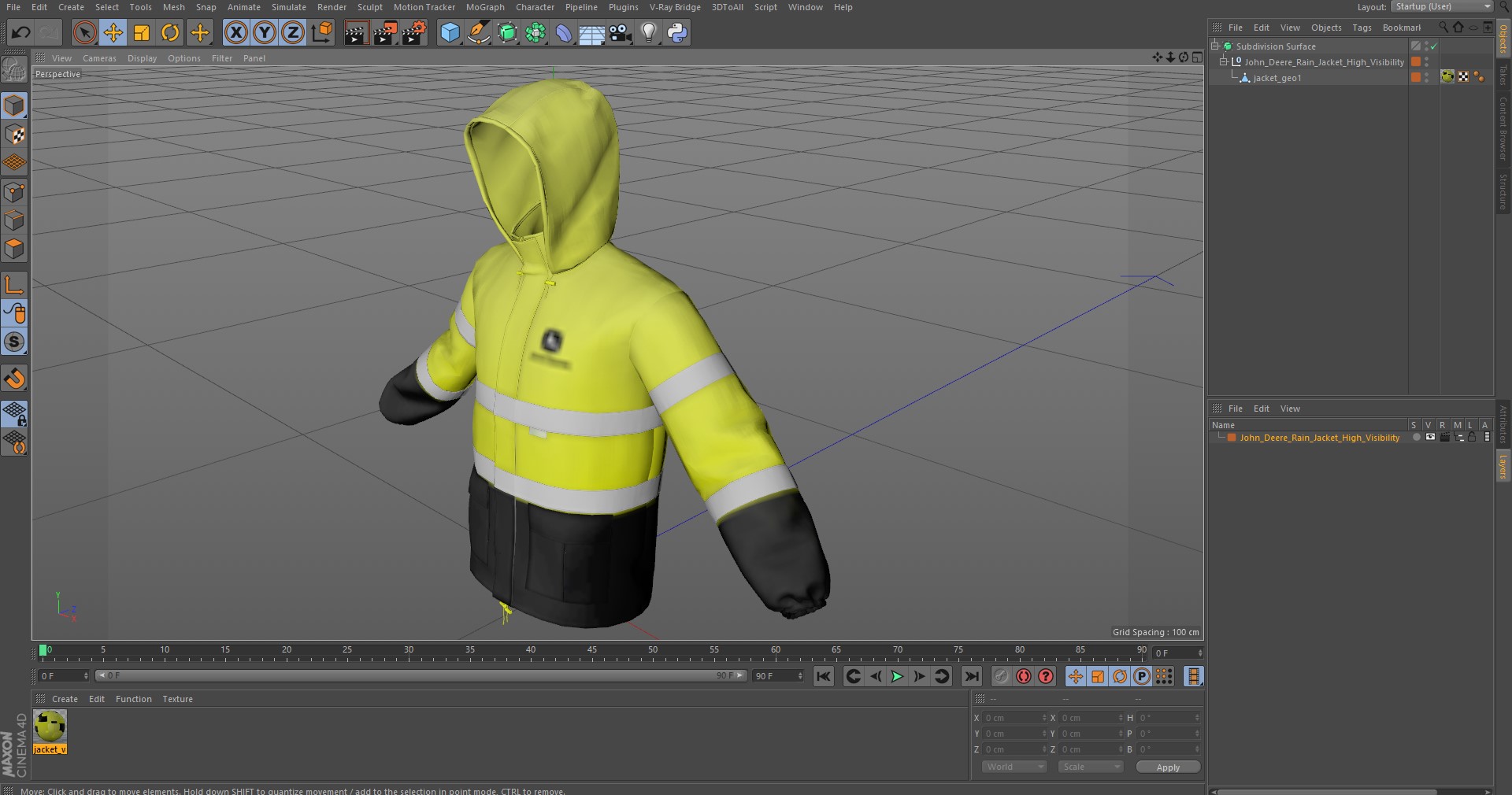 3D John Deere Rain Jacket High Visibility model