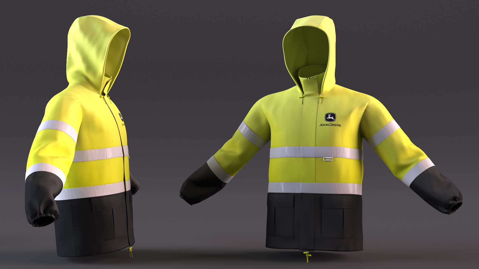 3D John Deere Rain Jacket High Visibility model