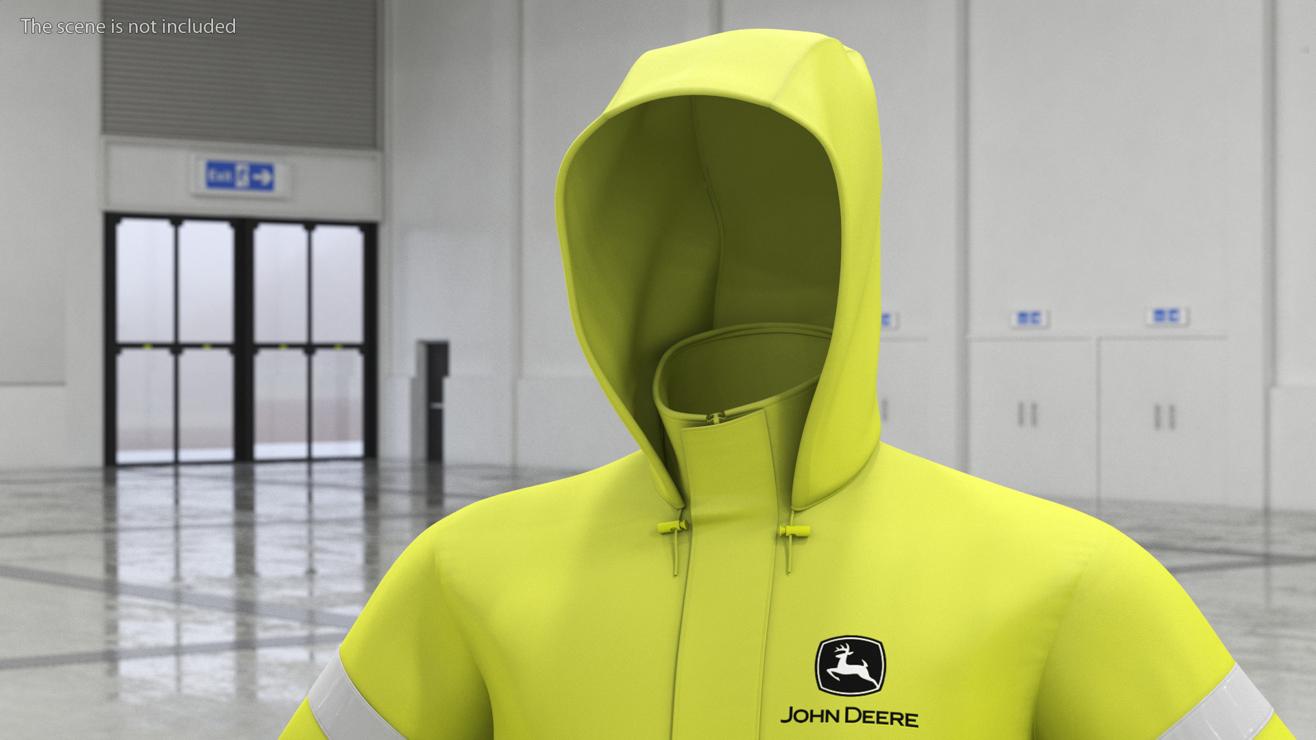 3D John Deere Rain Jacket High Visibility model