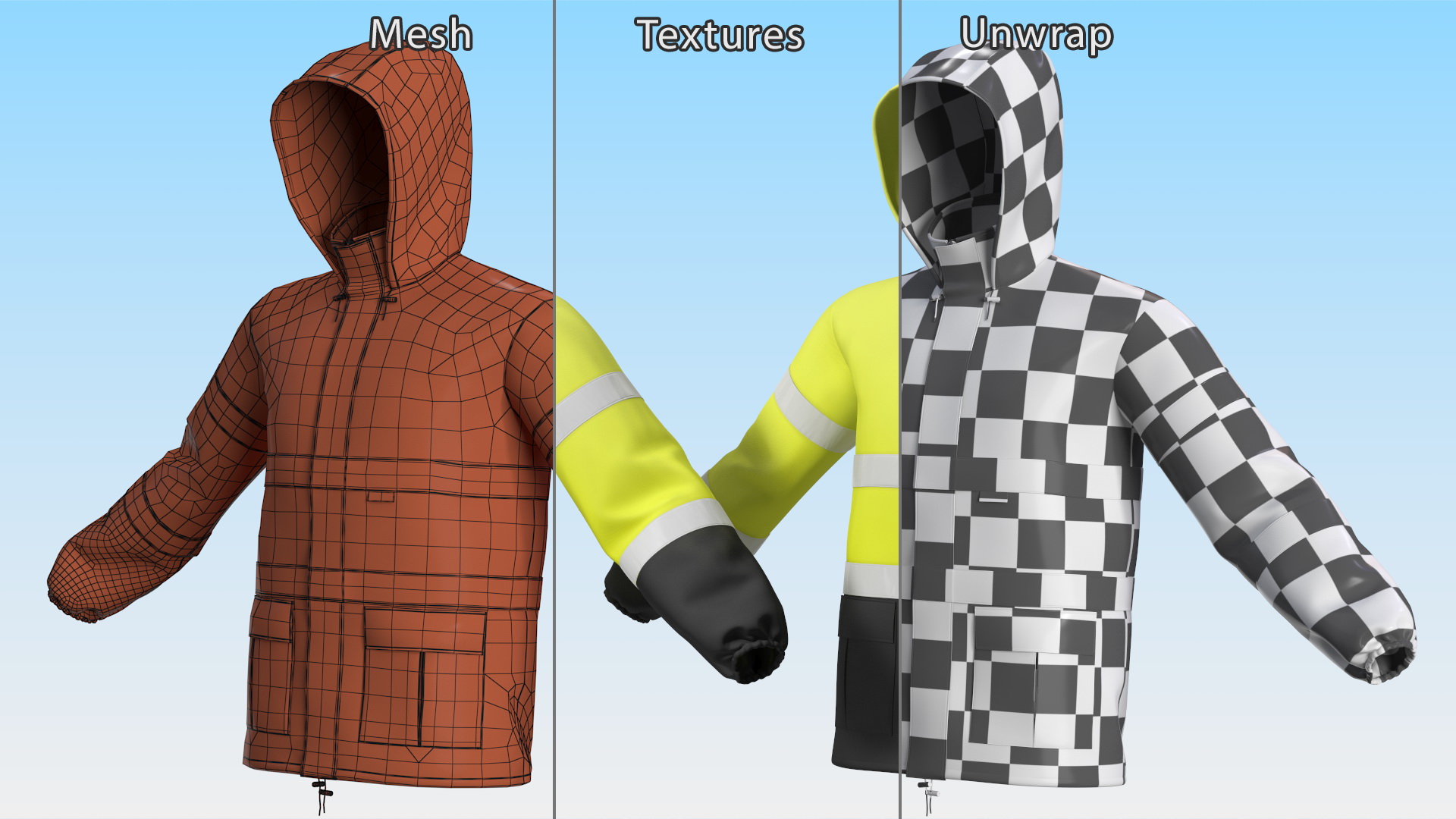3D John Deere Rain Jacket High Visibility model