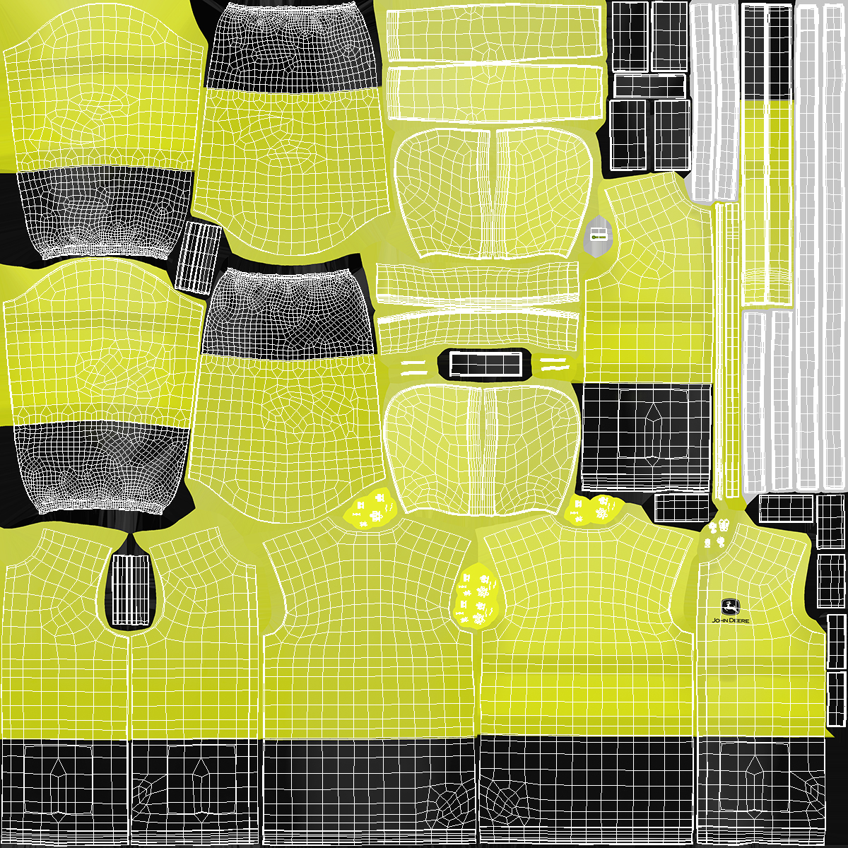 3D John Deere Rain Jacket High Visibility model