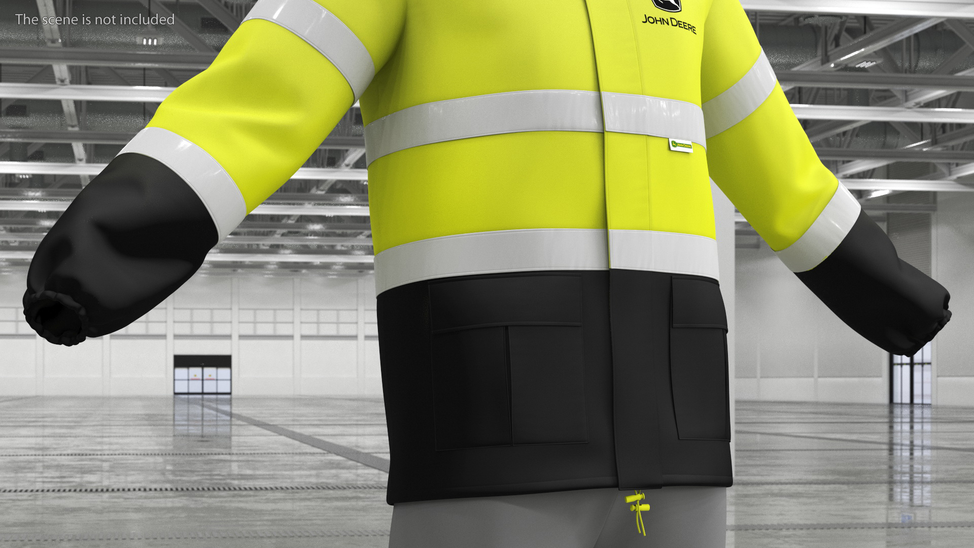 3D John Deere Rain Jacket High Visibility model