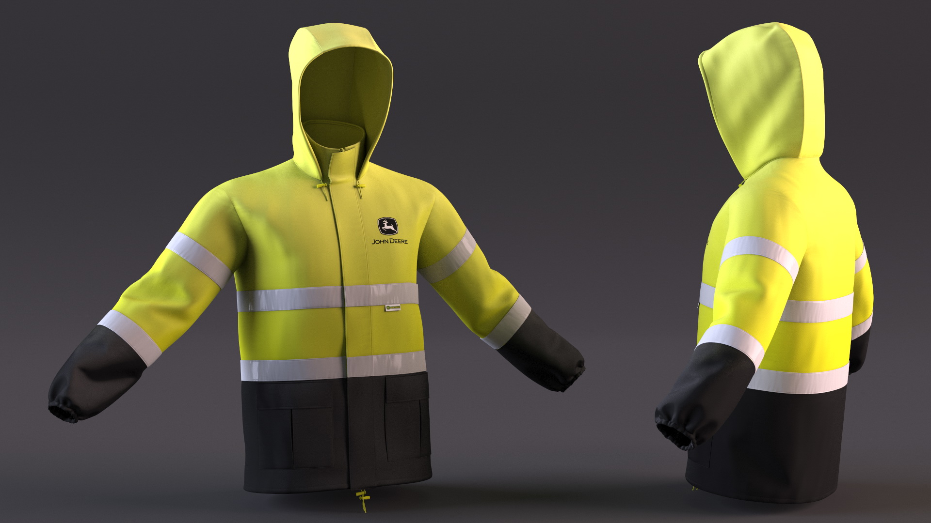 3D John Deere Rain Jacket High Visibility model