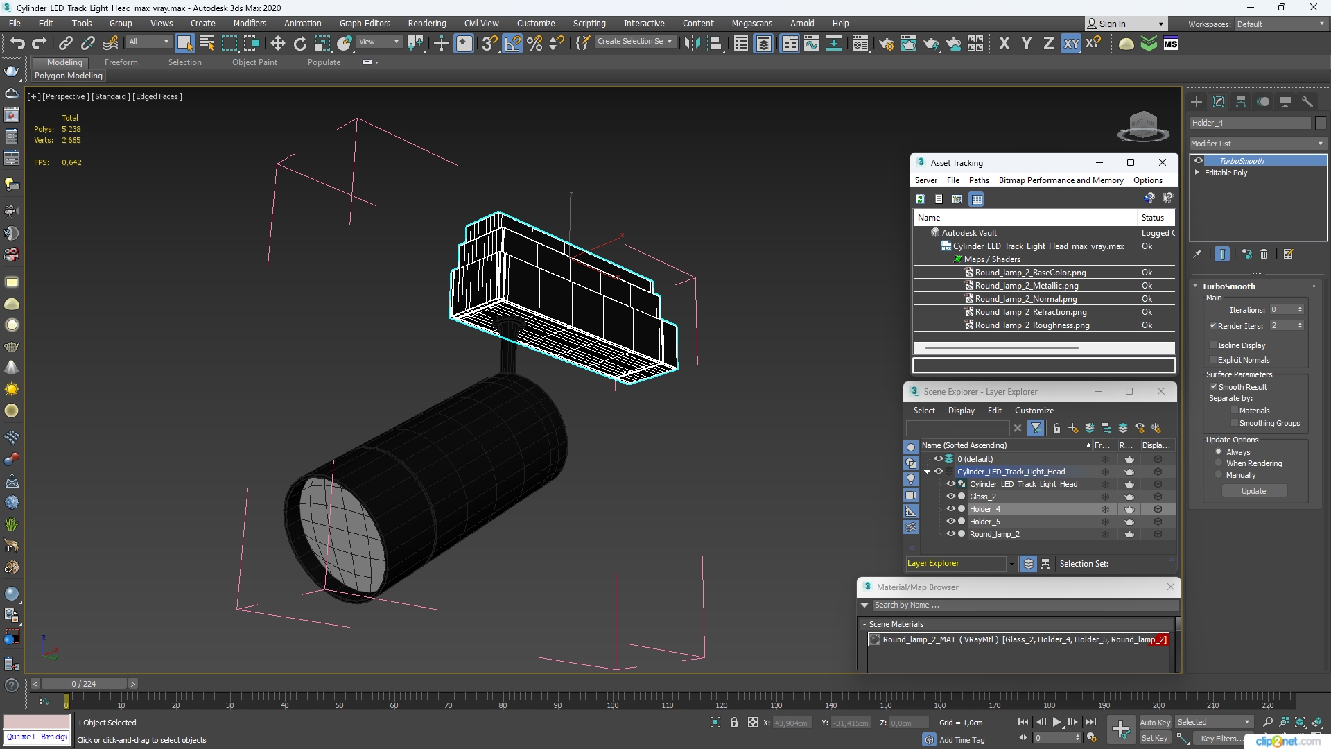 Cylinder LED Track Light Head 3D model
