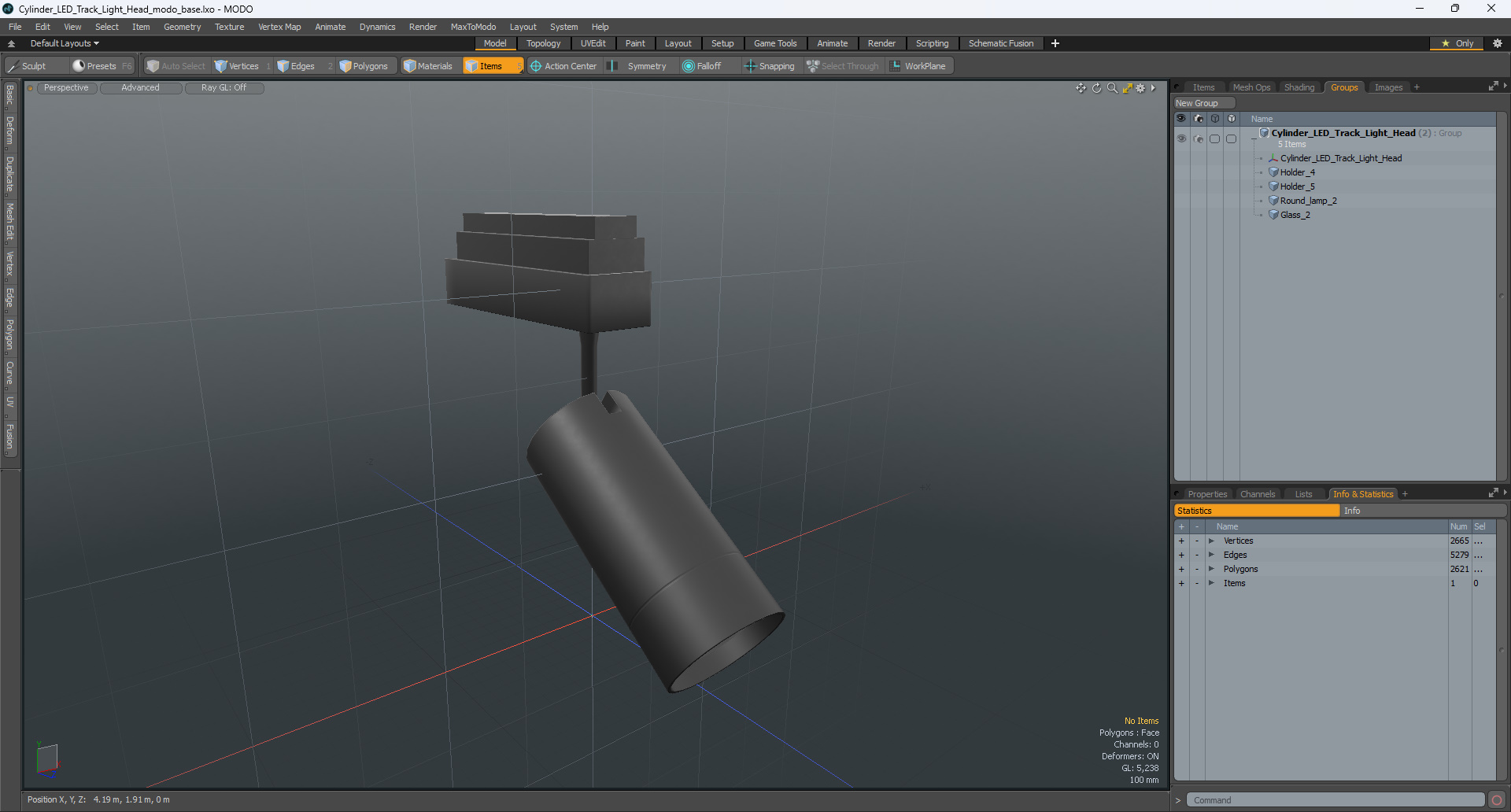 Cylinder LED Track Light Head 3D model