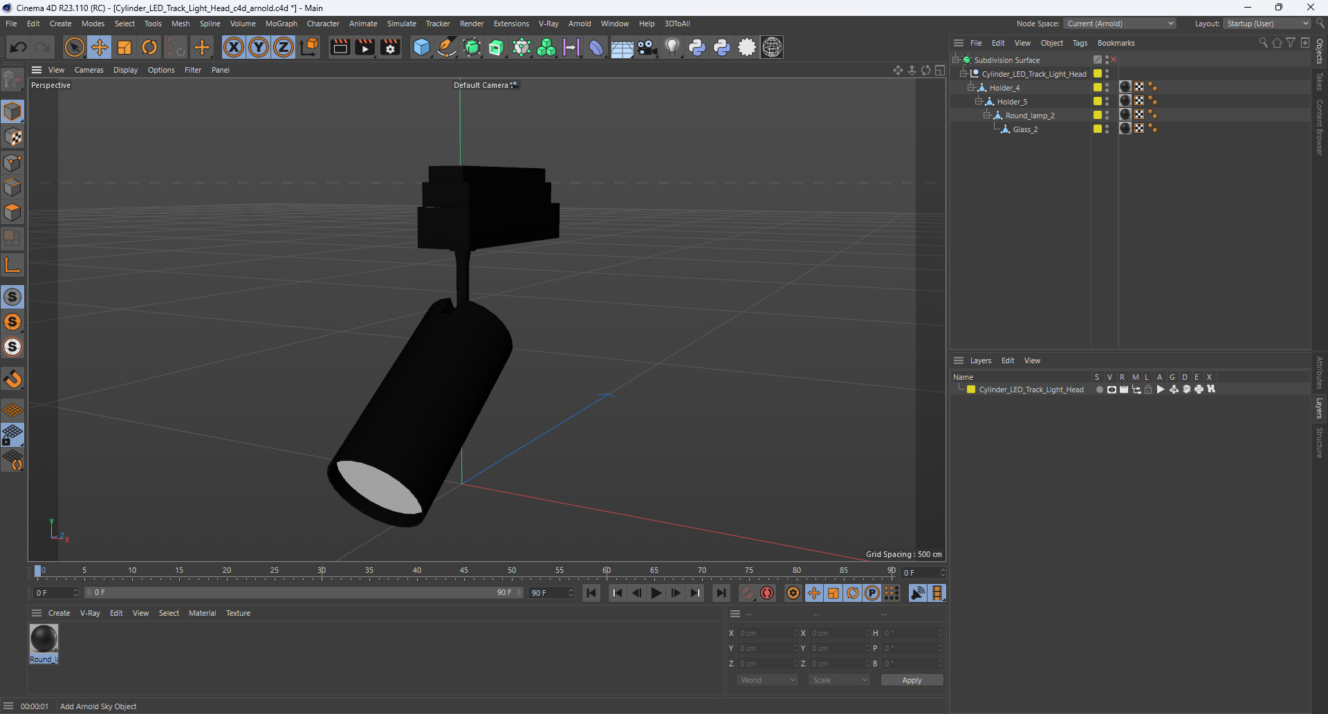Cylinder LED Track Light Head 3D model