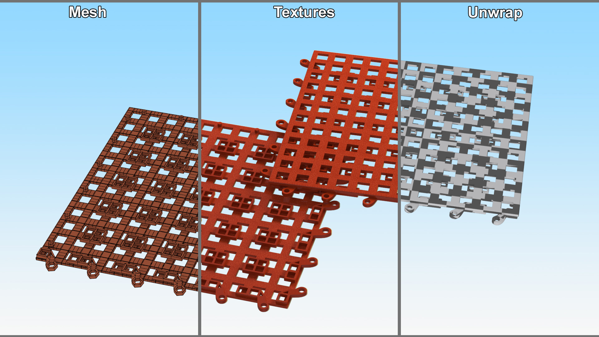 3D Plastic Gym Floor Mat Orange model