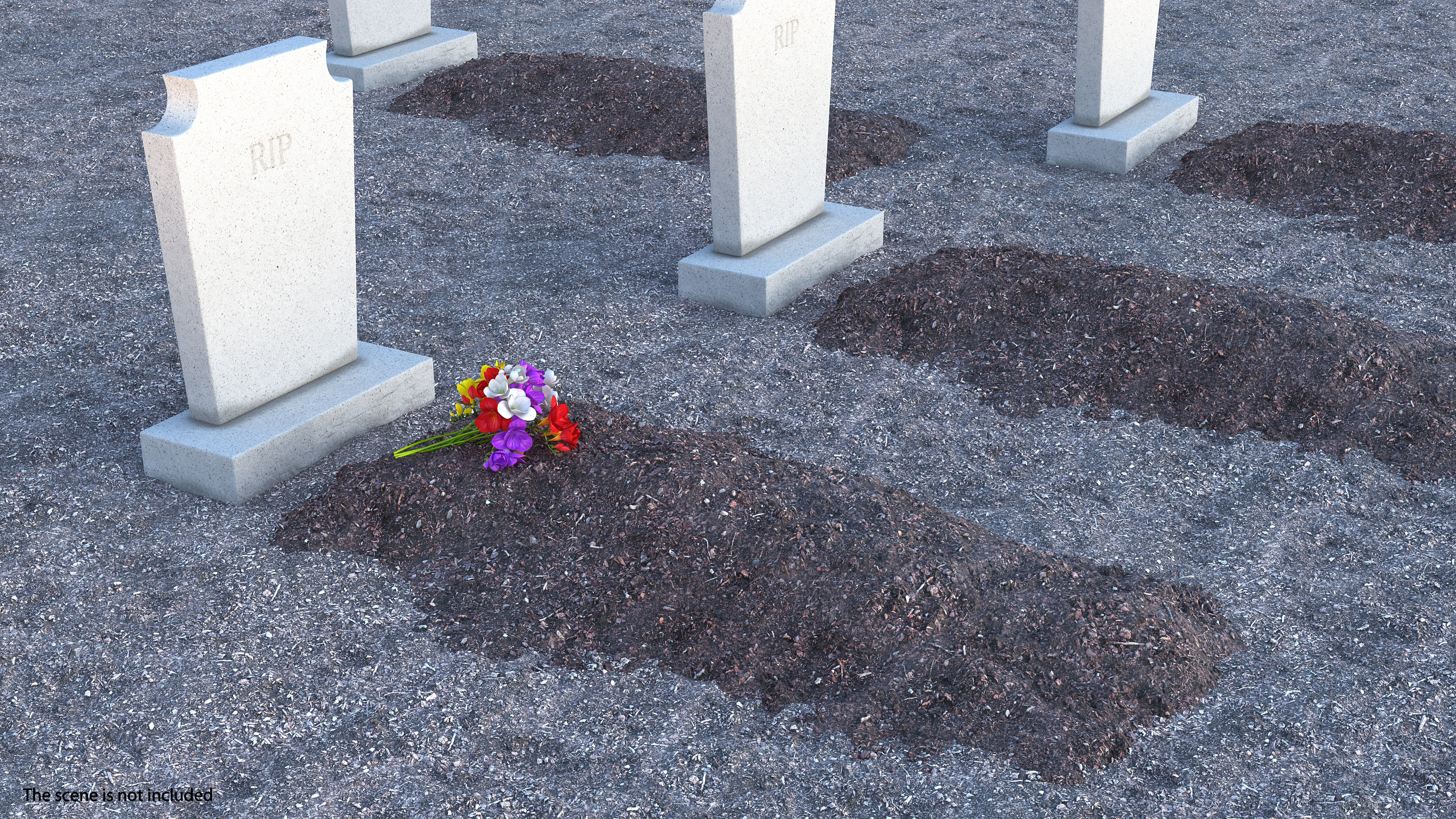 3D Granite Cemetery Headstone