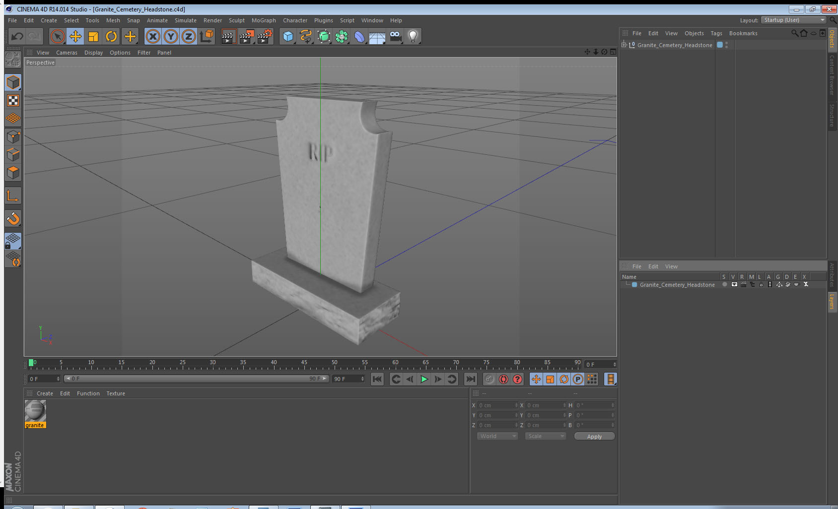 3D Granite Cemetery Headstone