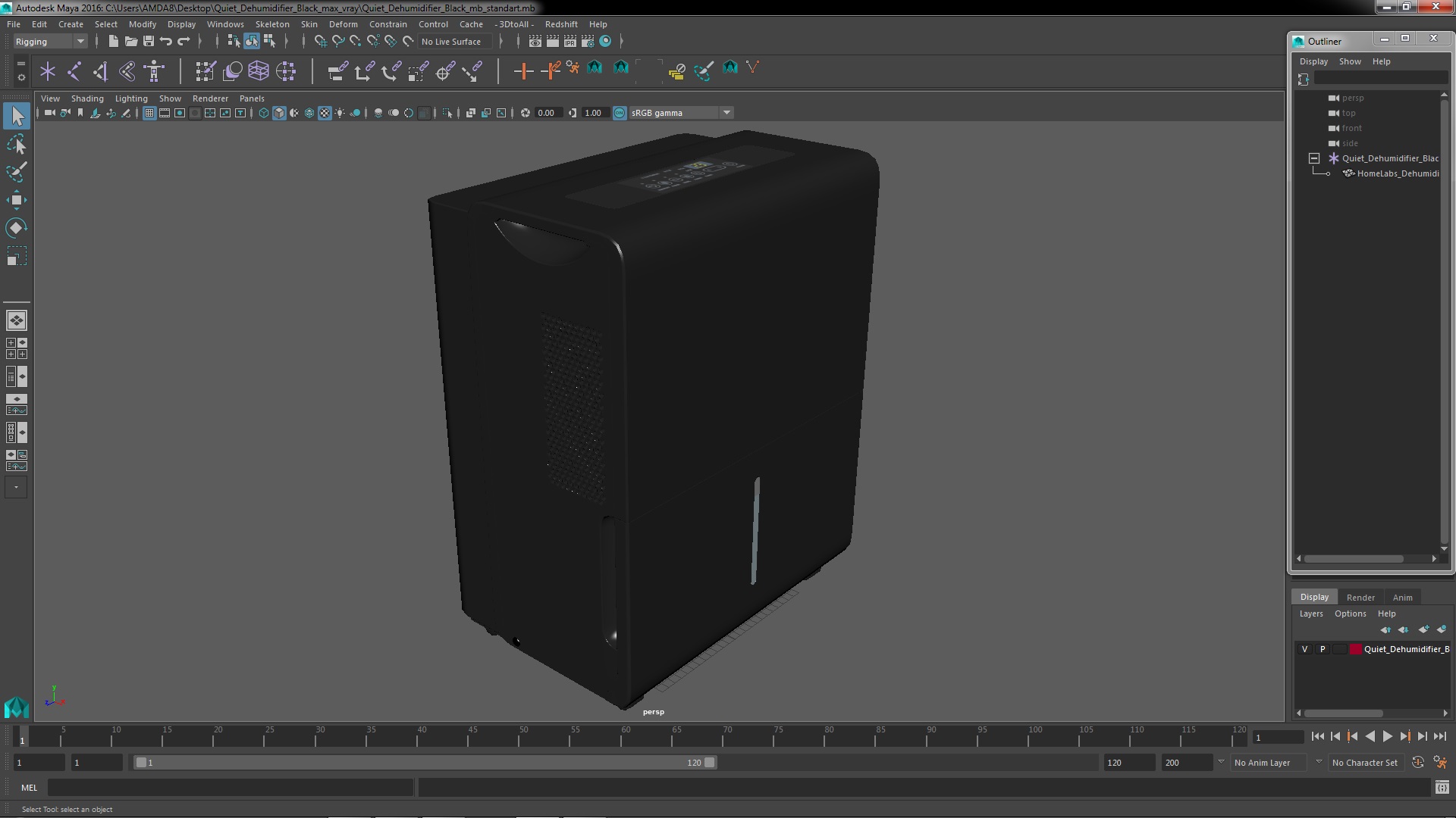 Quiet Dehumidifier Black 3D model