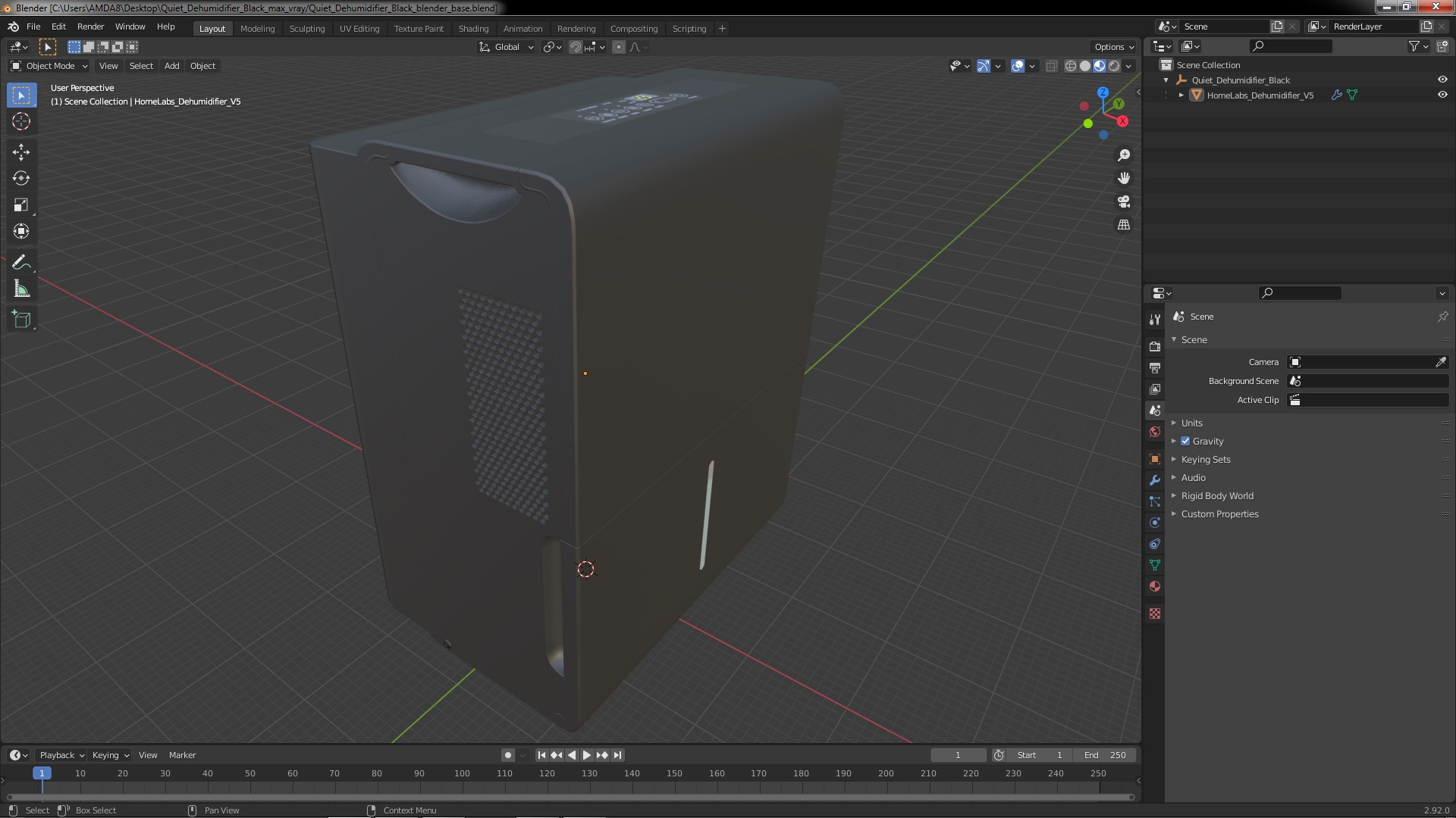 Quiet Dehumidifier Black 3D model