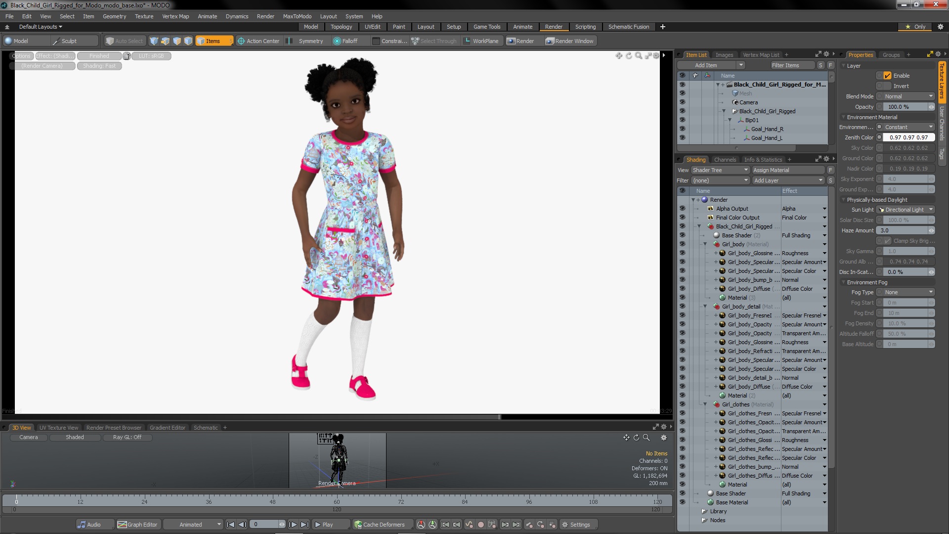 Black Child Girl Rigged for Modo 3D