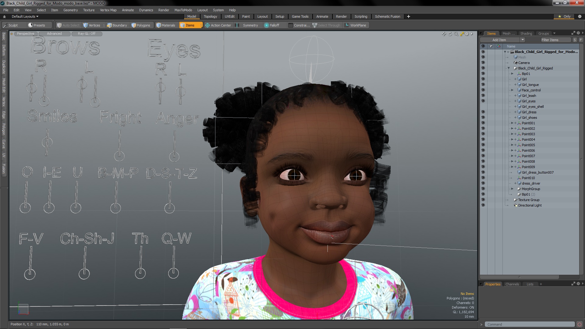 Black Child Girl Rigged for Modo 3D