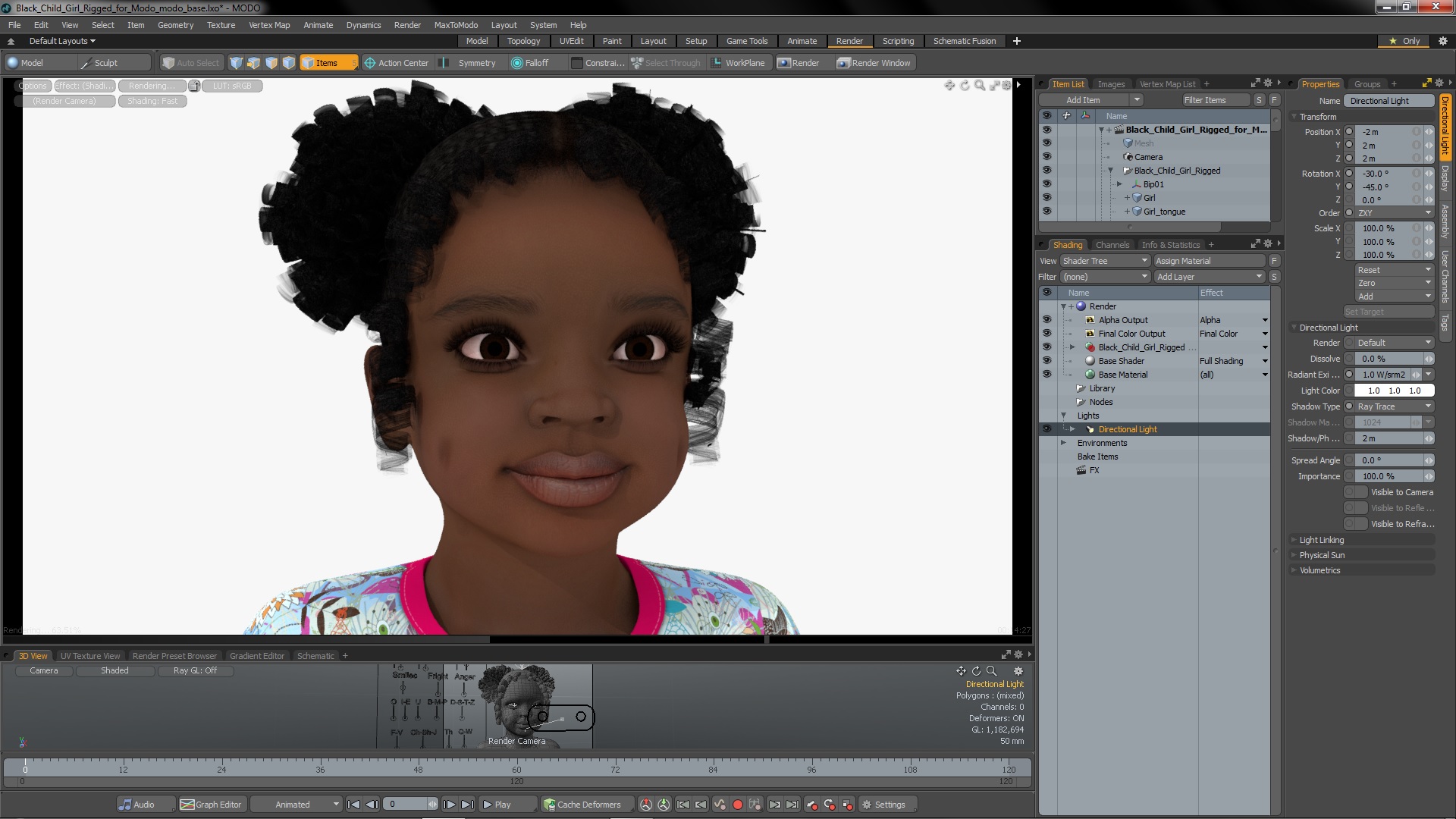 Black Child Girl Rigged for Modo 3D