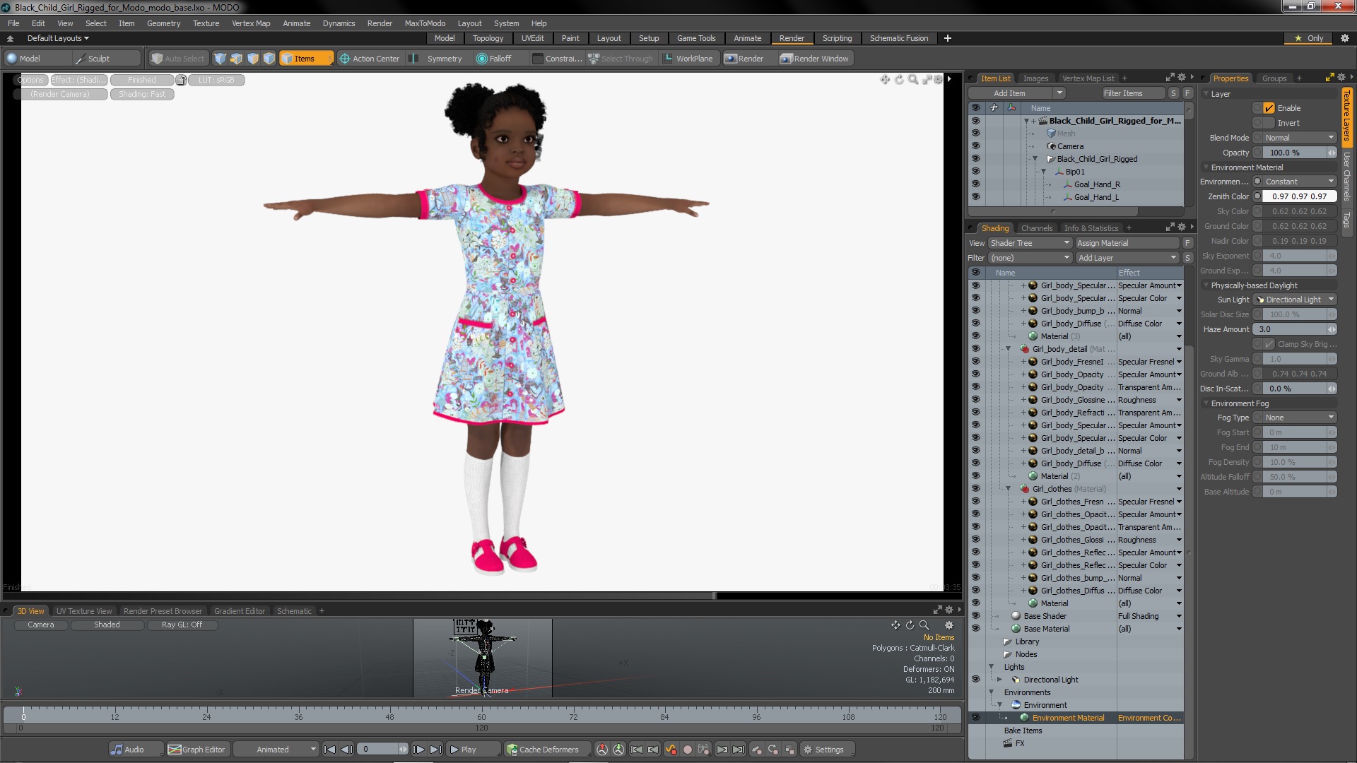 Black Child Girl Rigged for Modo 3D