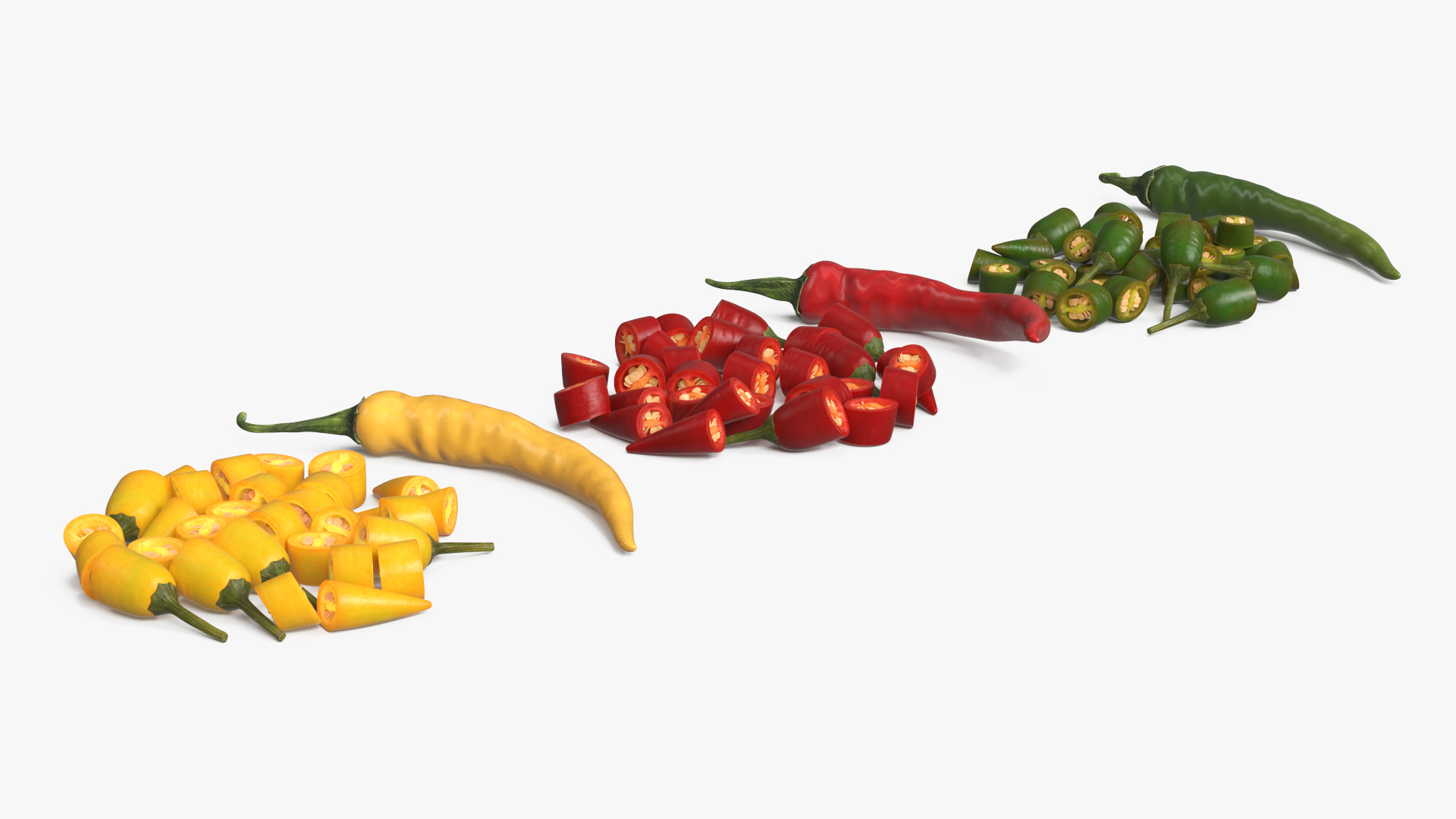 Whole Chili Peppers with Cut Segments Set Mixed - view 2