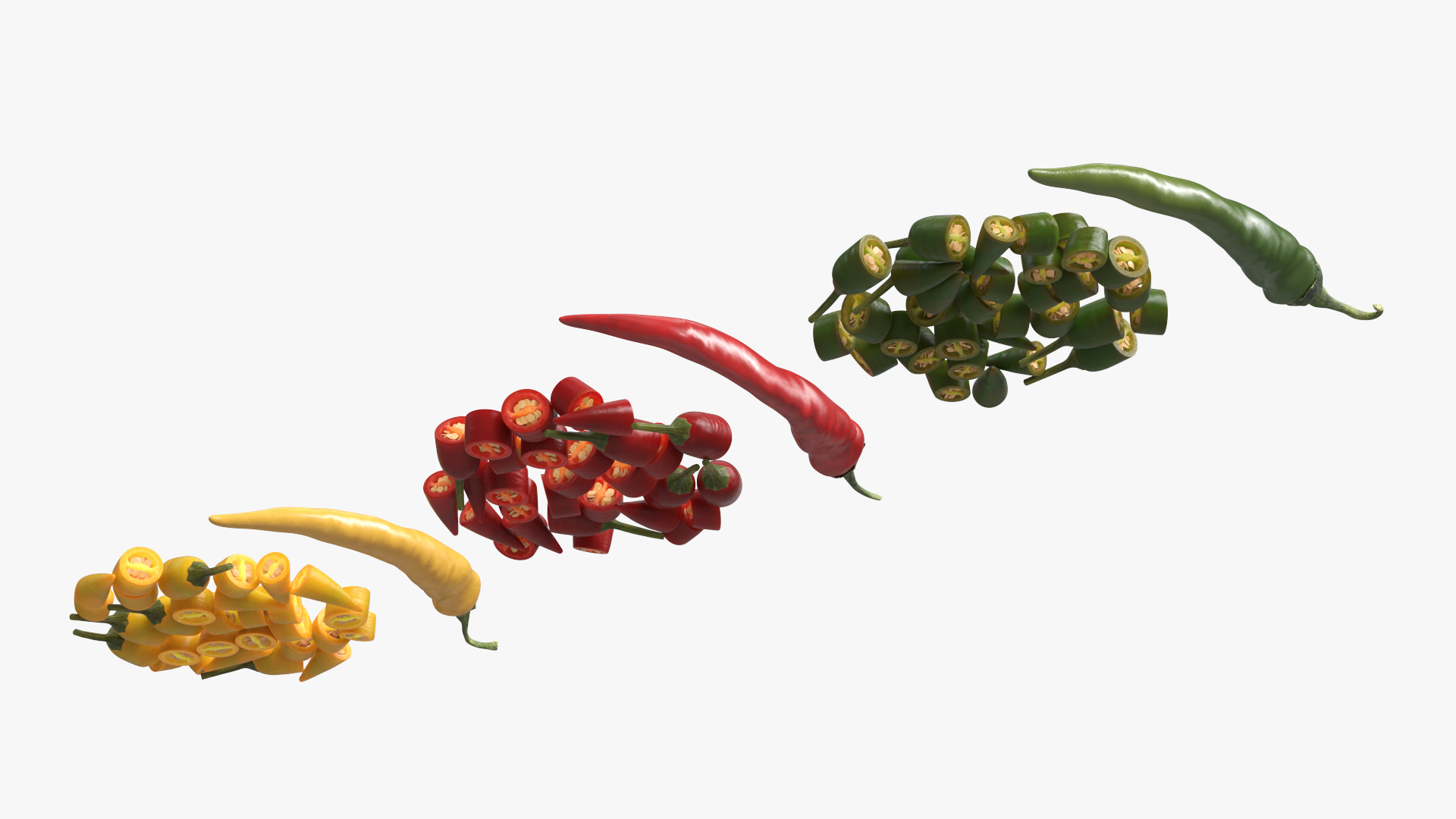Whole Chili Peppers with Cut Segments Set Mixed - view 5
