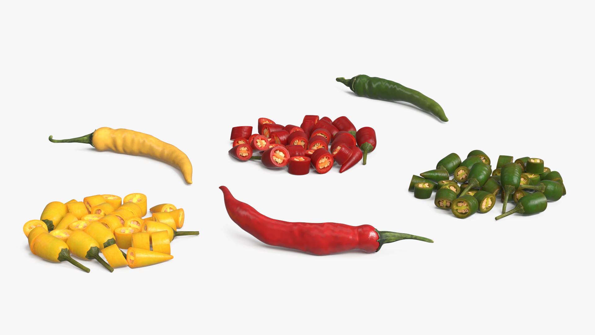 Whole Chili Peppers with Cut Segments Set Mixed - view 7