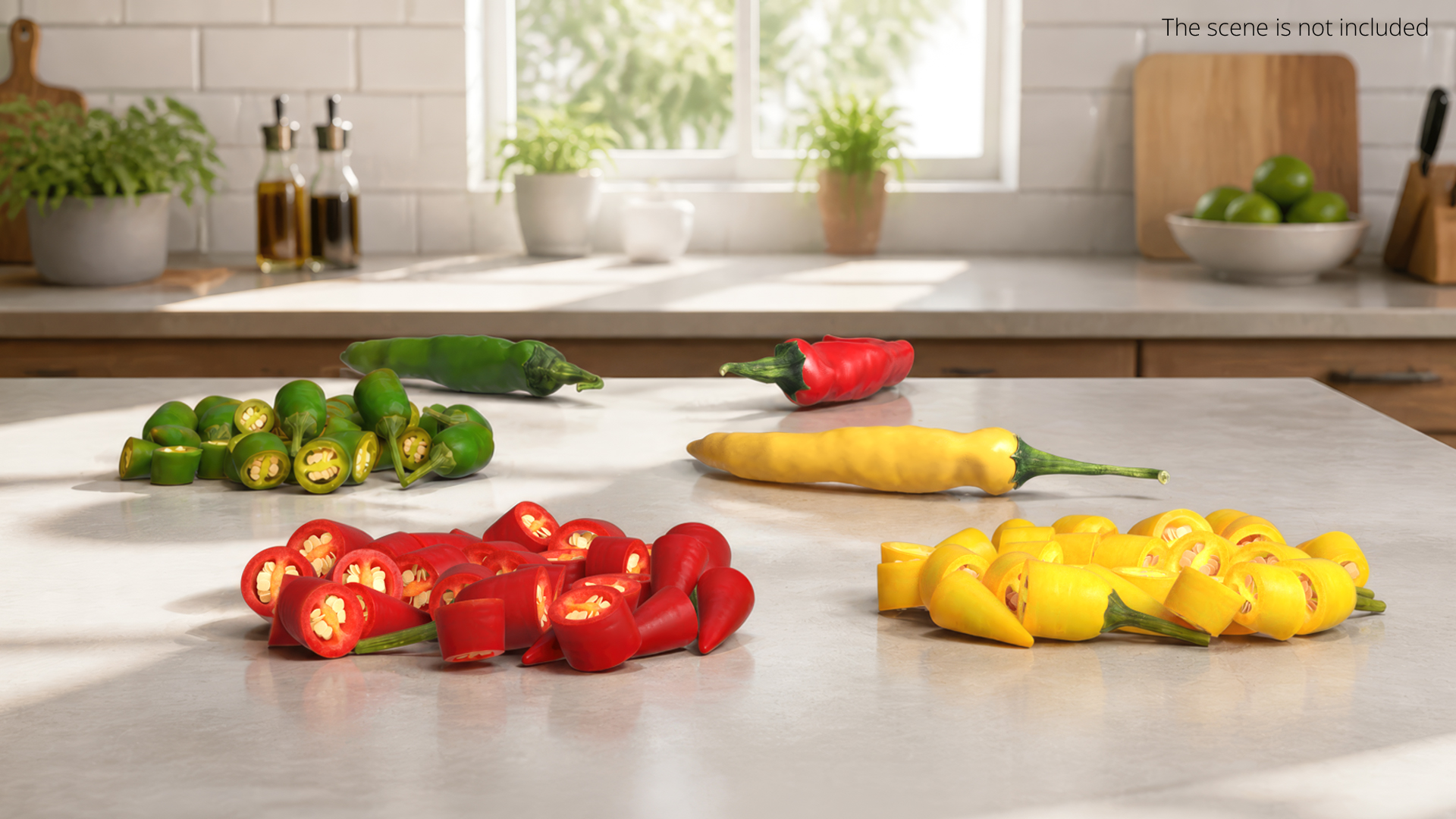 Whole Chili Peppers with Cut Segments Set Mixed - view 3