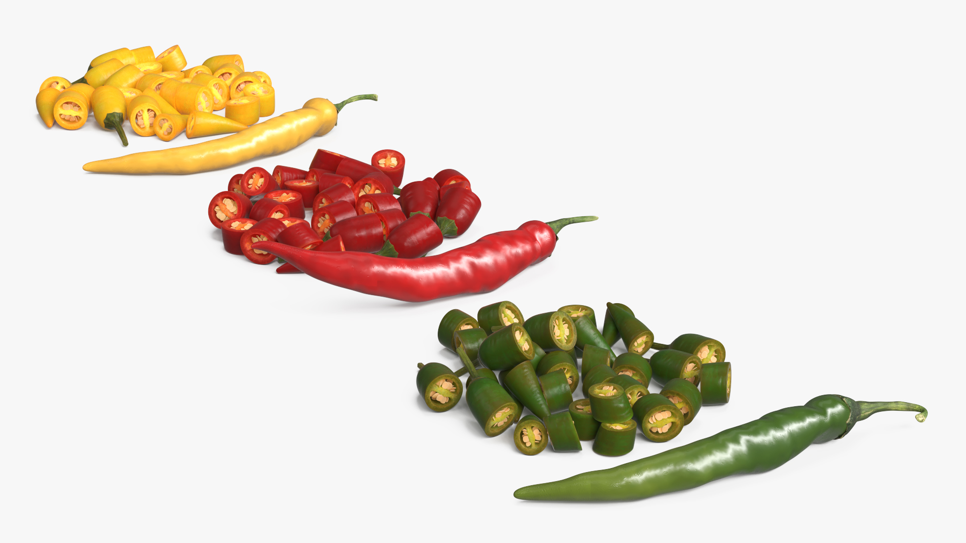 Whole Chili Peppers with Cut Segments Set Mixed - view 4
