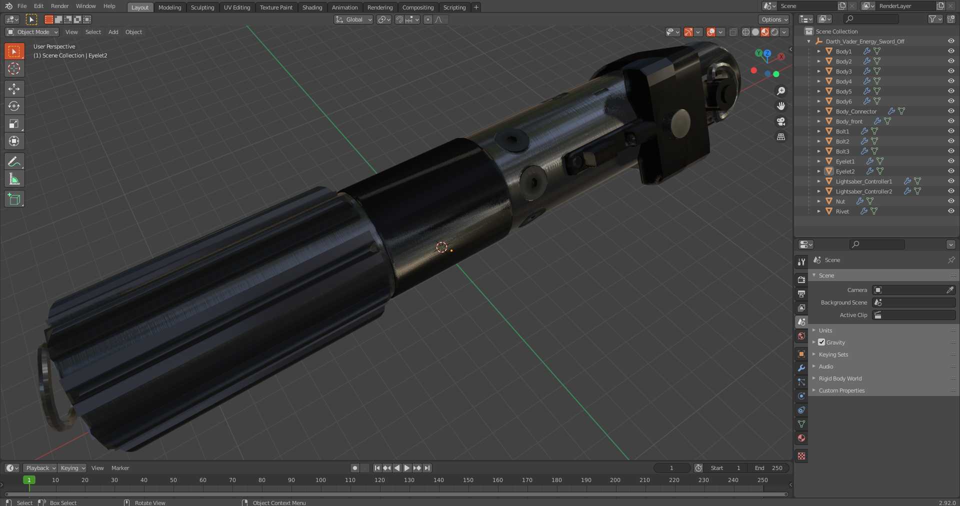 3D Darth Vader Energy Sword Off model