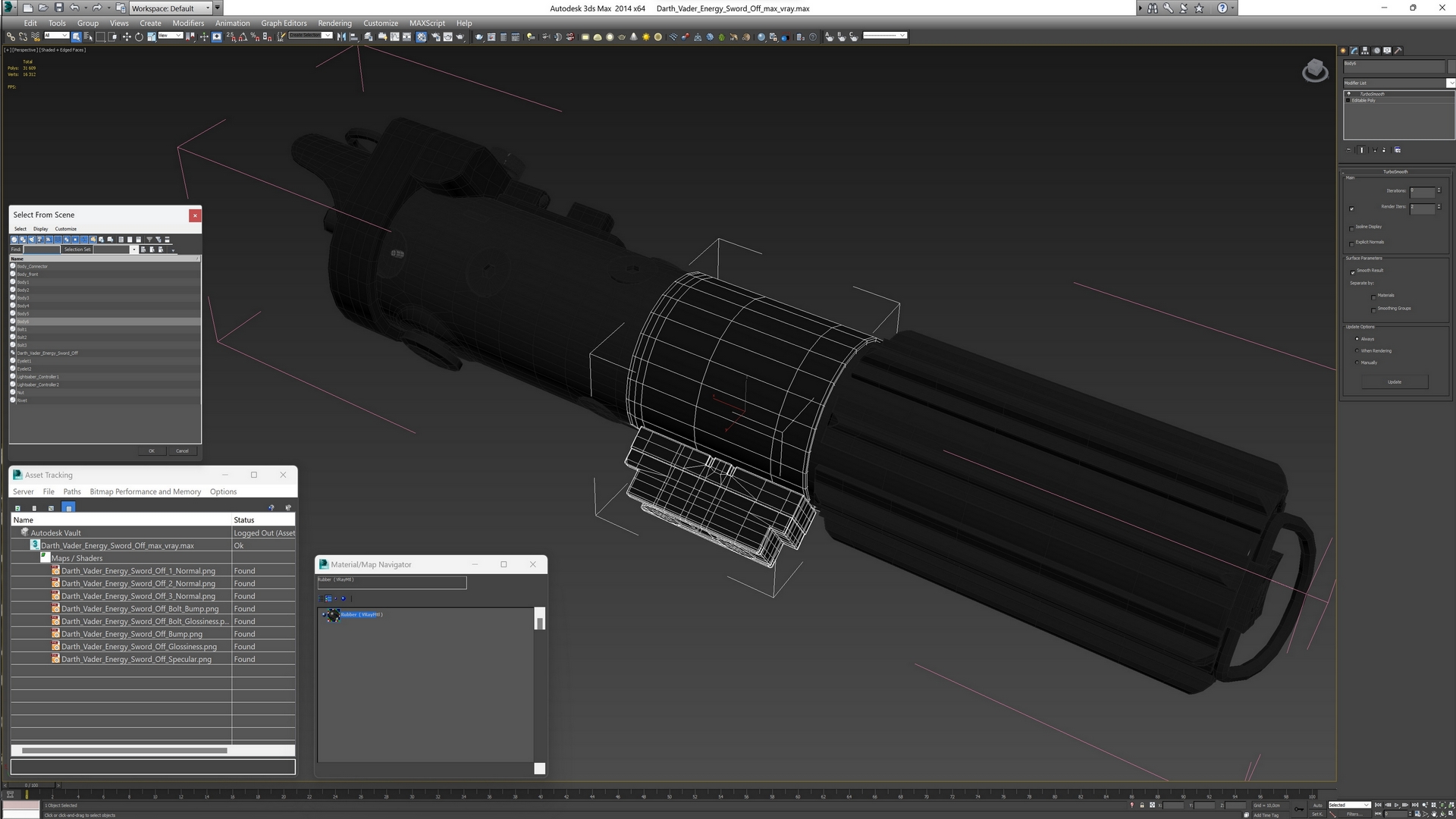 3D Darth Vader Energy Sword Off model