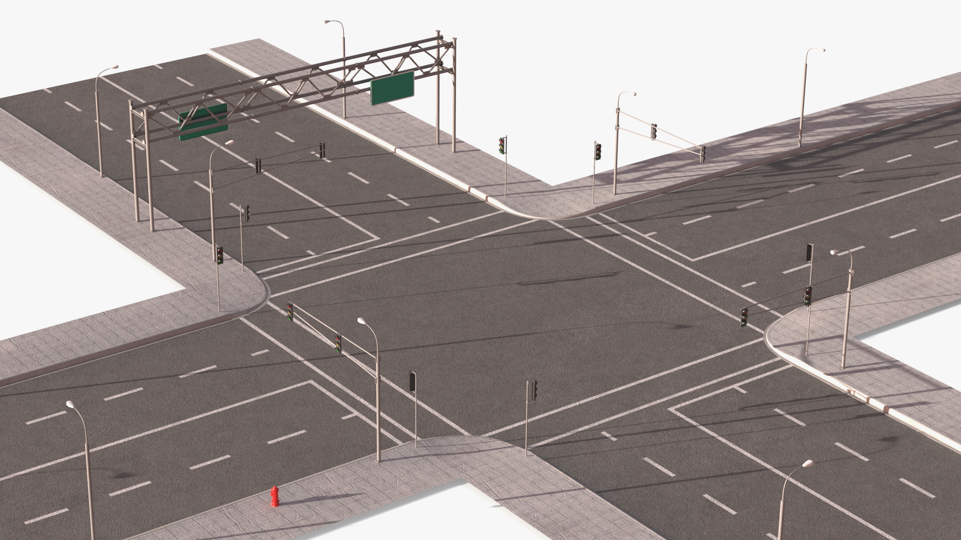 3D Connectable Highway Road Elements Crossroads Junction model