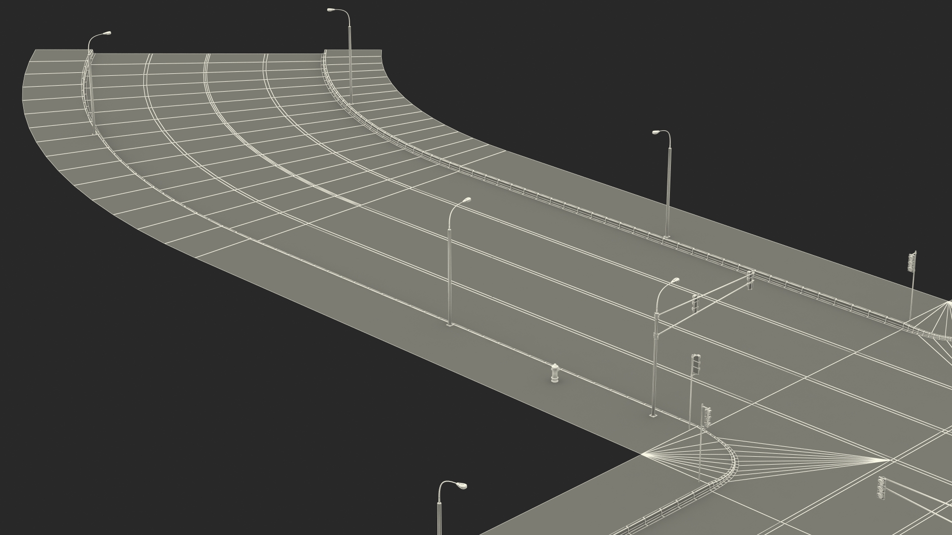 3D Connectable Highway Road Elements Crossroads Junction model