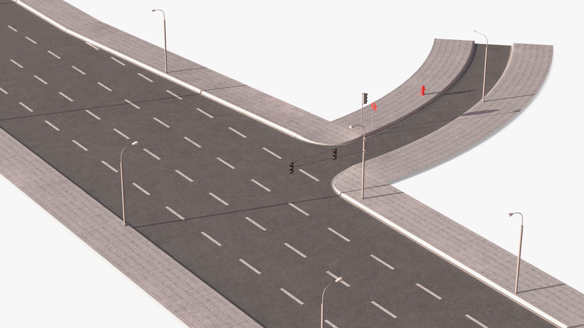 3D Connectable Highway Road Elements Crossroads Junction model