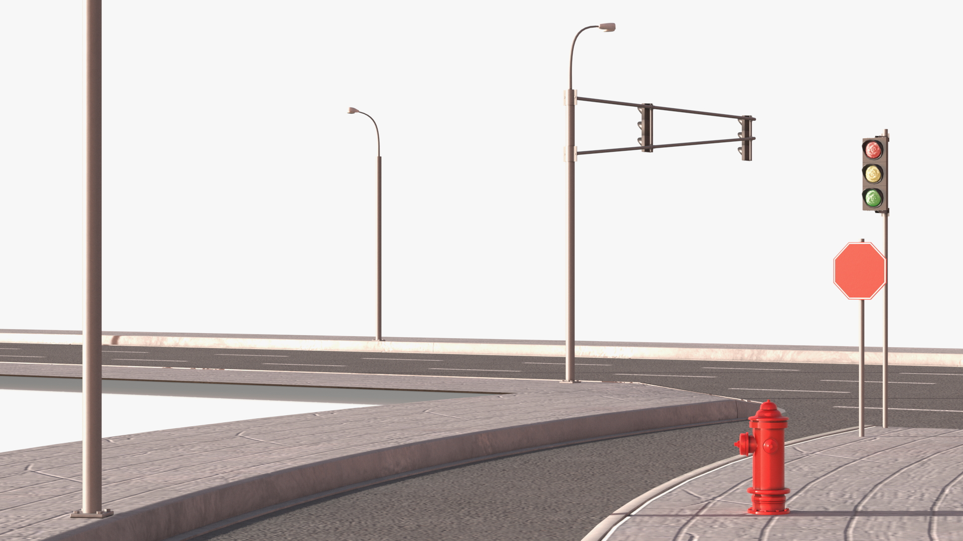 3D Connectable Highway Road Elements Crossroads Junction model