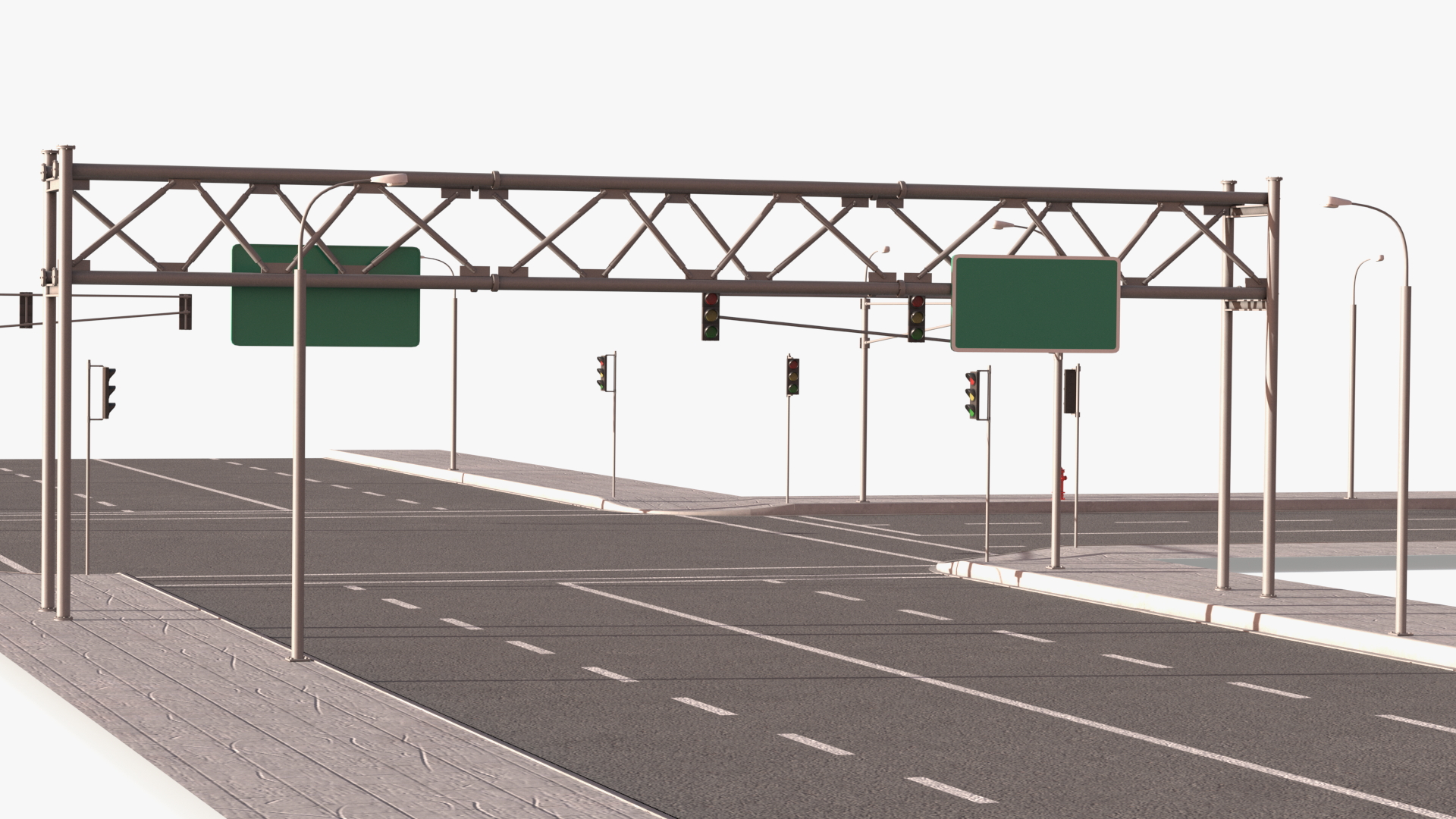 3D Connectable Highway Road Elements Crossroads Junction model