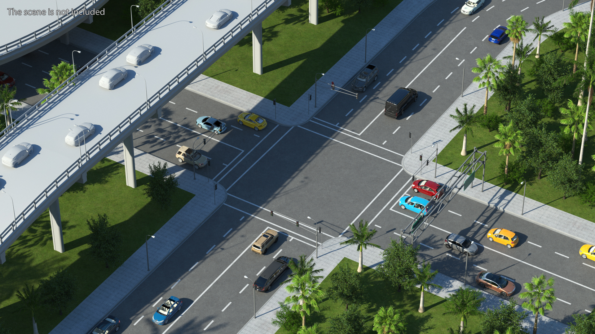 3D Connectable Highway Road Elements Crossroads Junction model